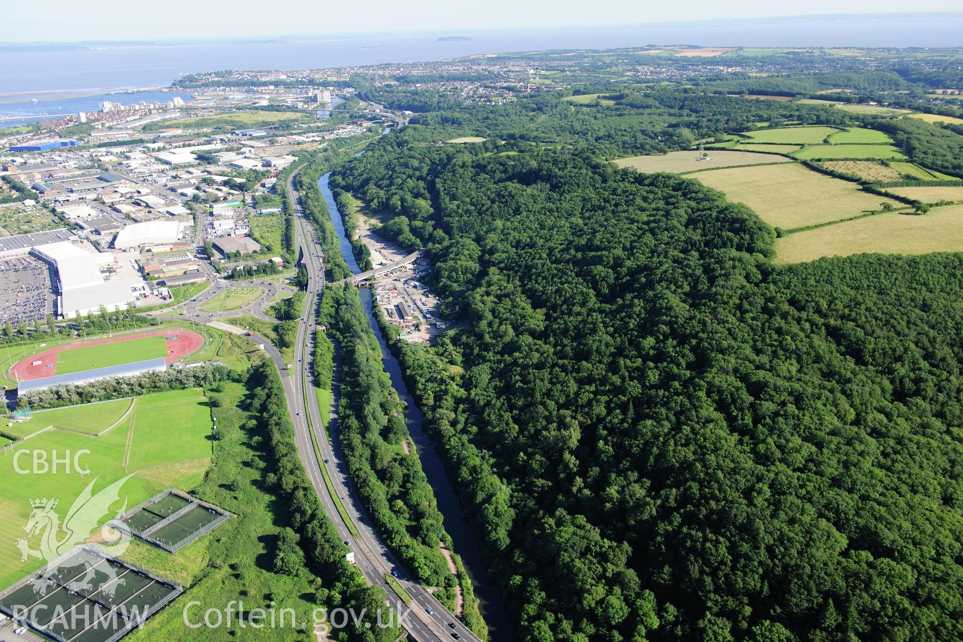 RCAHMW colour oblique photograph of Leckwith Old Bridge, view from north. Taken by Toby Driver on 24/07/2012.