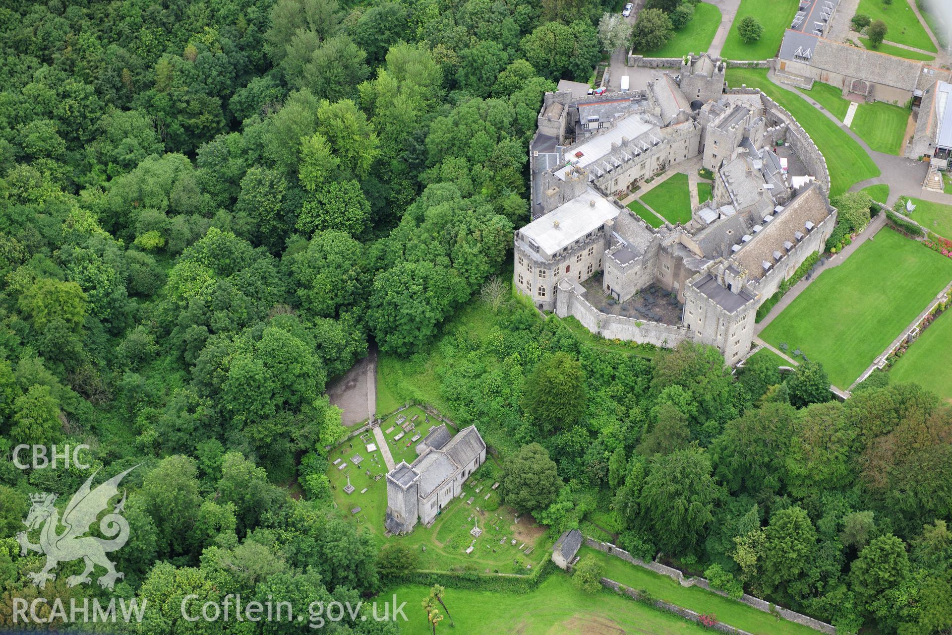 RCAHMW colour oblique photograph of St Donat's Castle. Taken by Toby Driver on 05/07/2012.