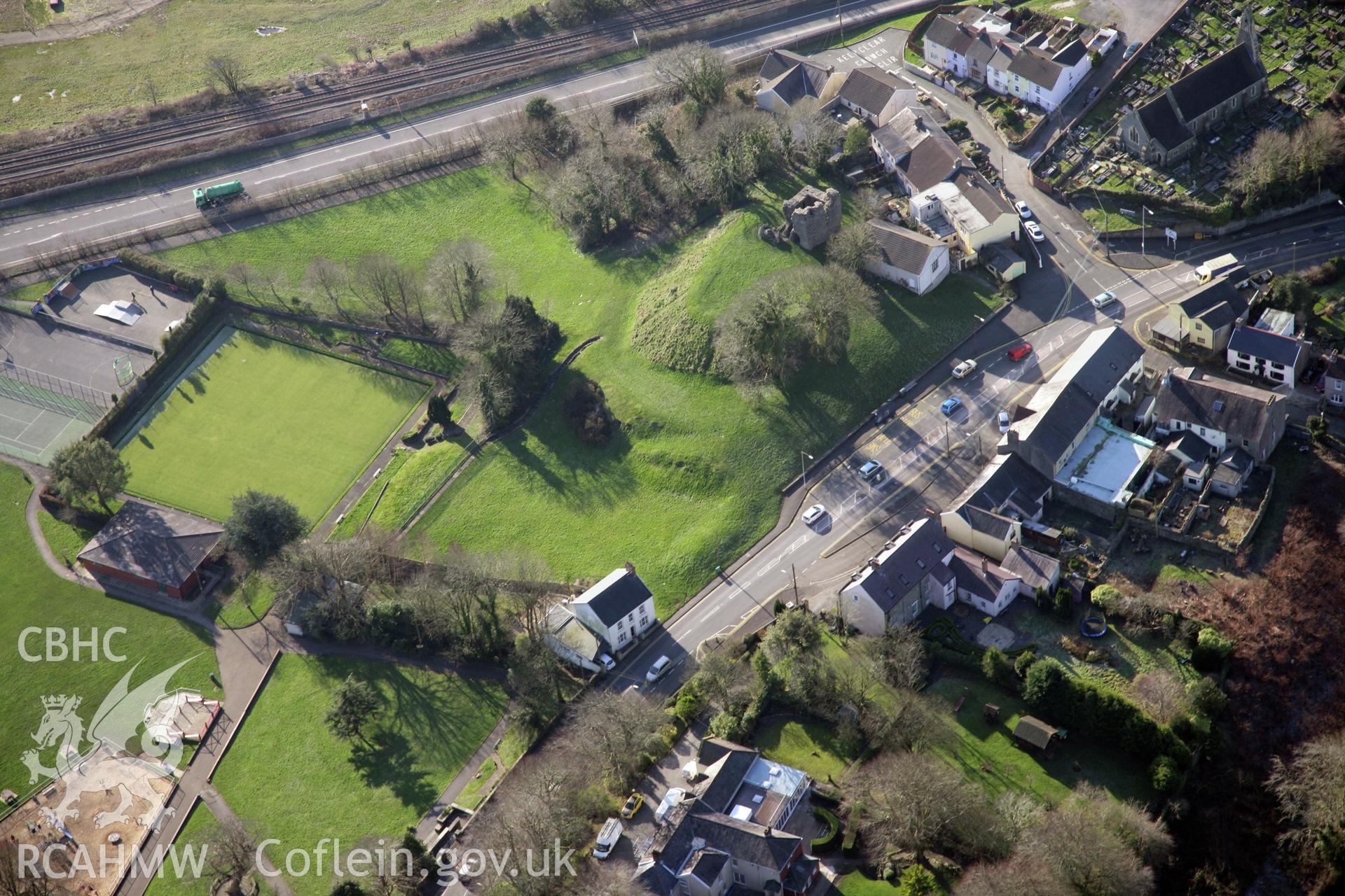 RCAHMW colour oblique photograph of Lougher Roman Fort. Taken by Toby Driver on 02/02/2012.