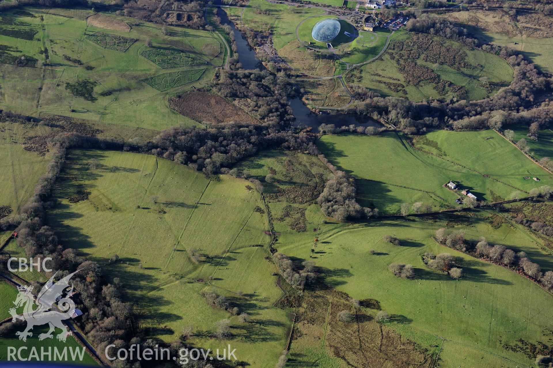 RCAHMW colour oblique photograph of Middleton Hall, park earthworks. Taken by Toby Driver on 28/11/2012.