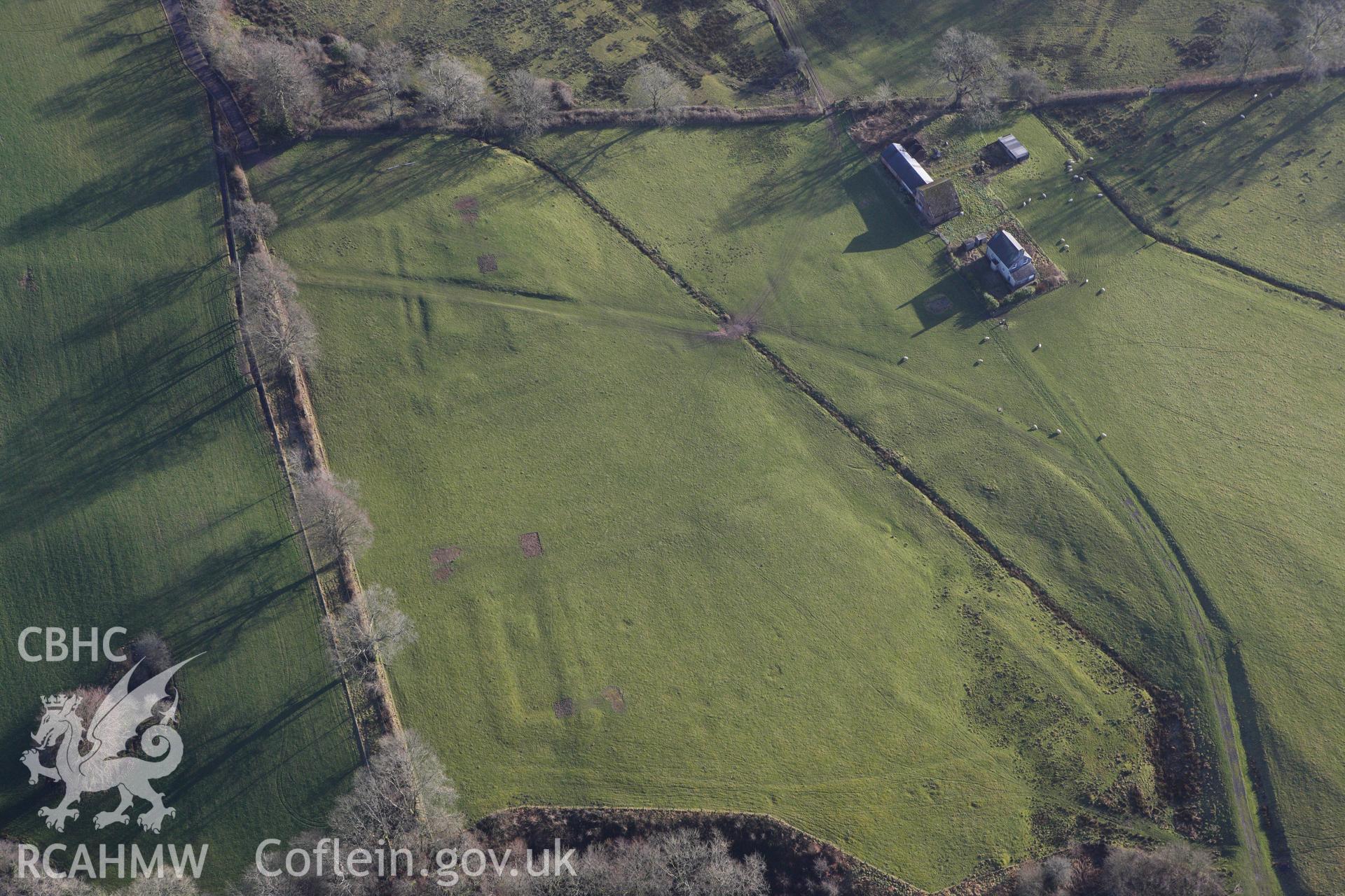 RCAHMW colour oblique photograph of Formal Garden, Middleton Hall, Llanarthney. Taken by Toby Driver on 27/01/2012.