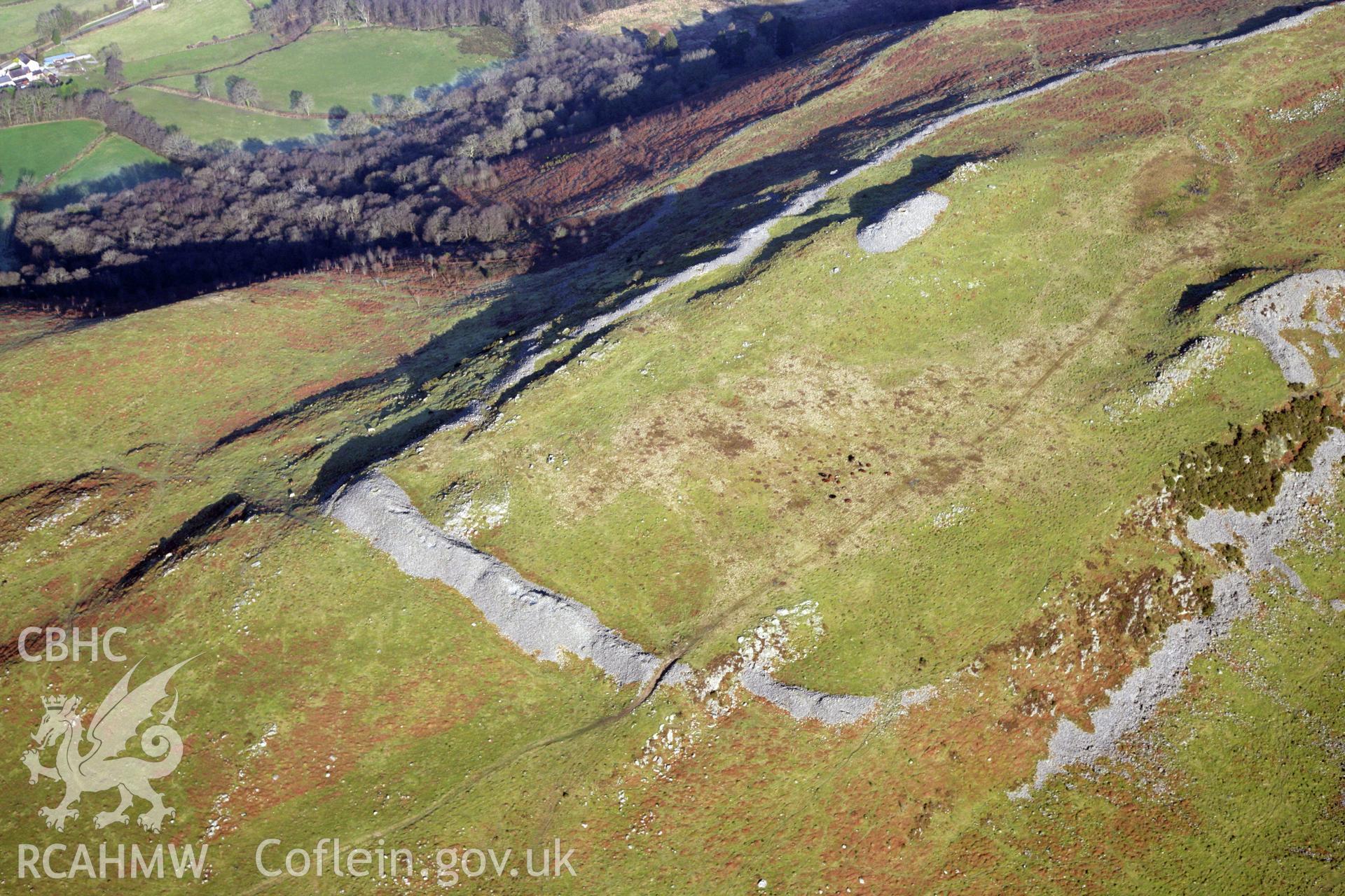 RCAHMW colour oblique photograph of Carn Goch Camps; Gaer Fawr. Taken by Toby Driver on 02/02/2012.