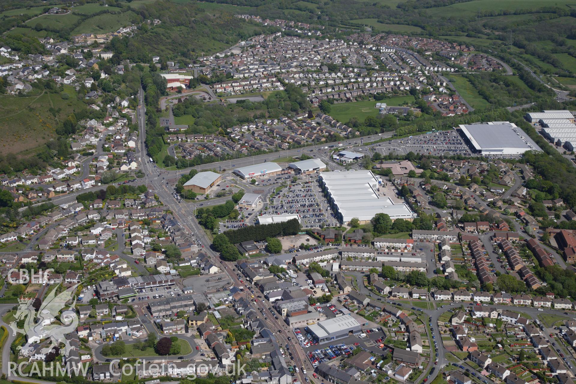 RCAHMW colour oblique photograph of Llantrisant, retail development from north-west. Taken by Toby Driver on 22/05/2012.