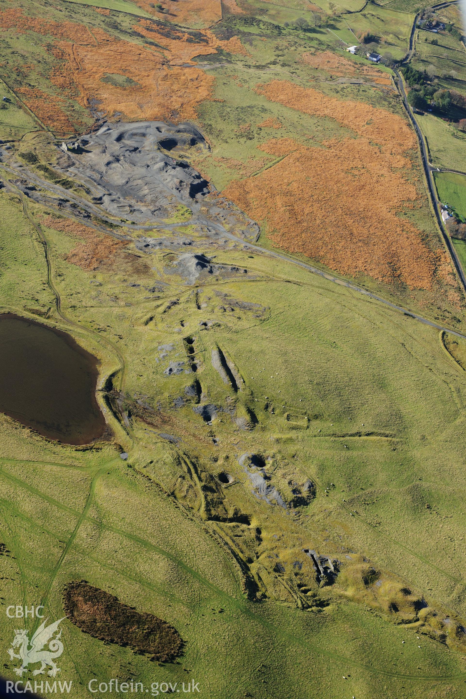 RCAHMW colour oblique photograph of Glogfach lead mine, SAM recommendation. Taken by Toby Driver on 05/11/2012.