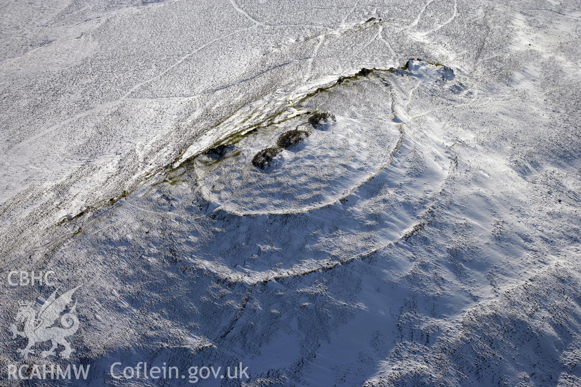 RCAHMW colour oblique photograph of Foel Drygarn Camp. Taken by Toby Driver on 02/02/2012.