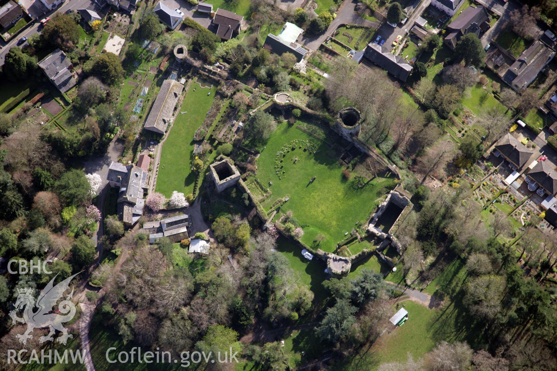 RCAHMW colour oblique photograph of Usk Castle. Taken by Toby Driver and Oliver Davies on 28/03/2012.