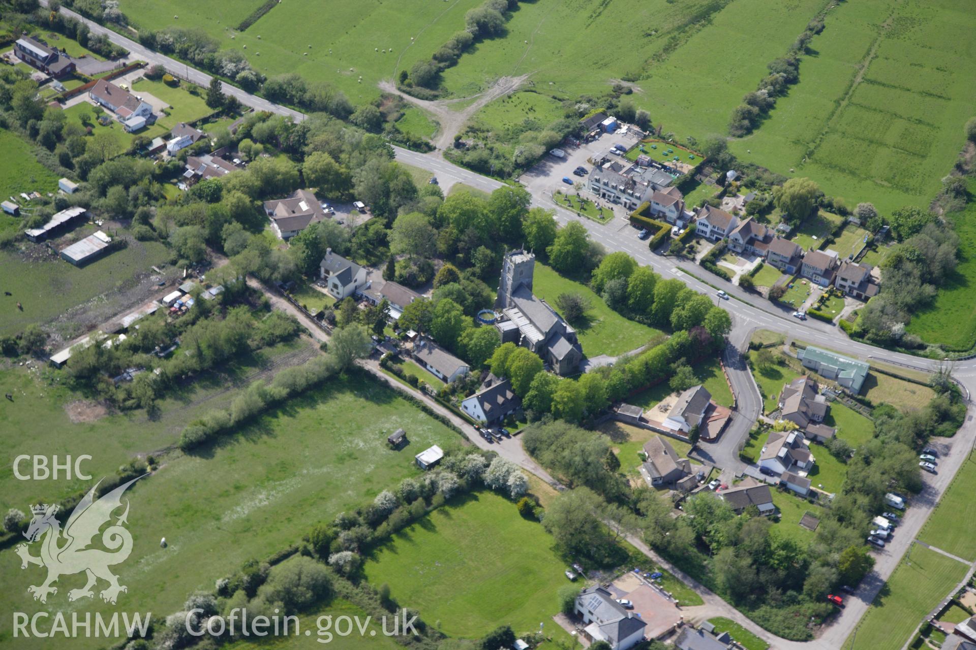 RCAHMW colour oblique photograph of Peterstone Wentlooge, looking west. Taken by Toby Driver on 22/05/2012.