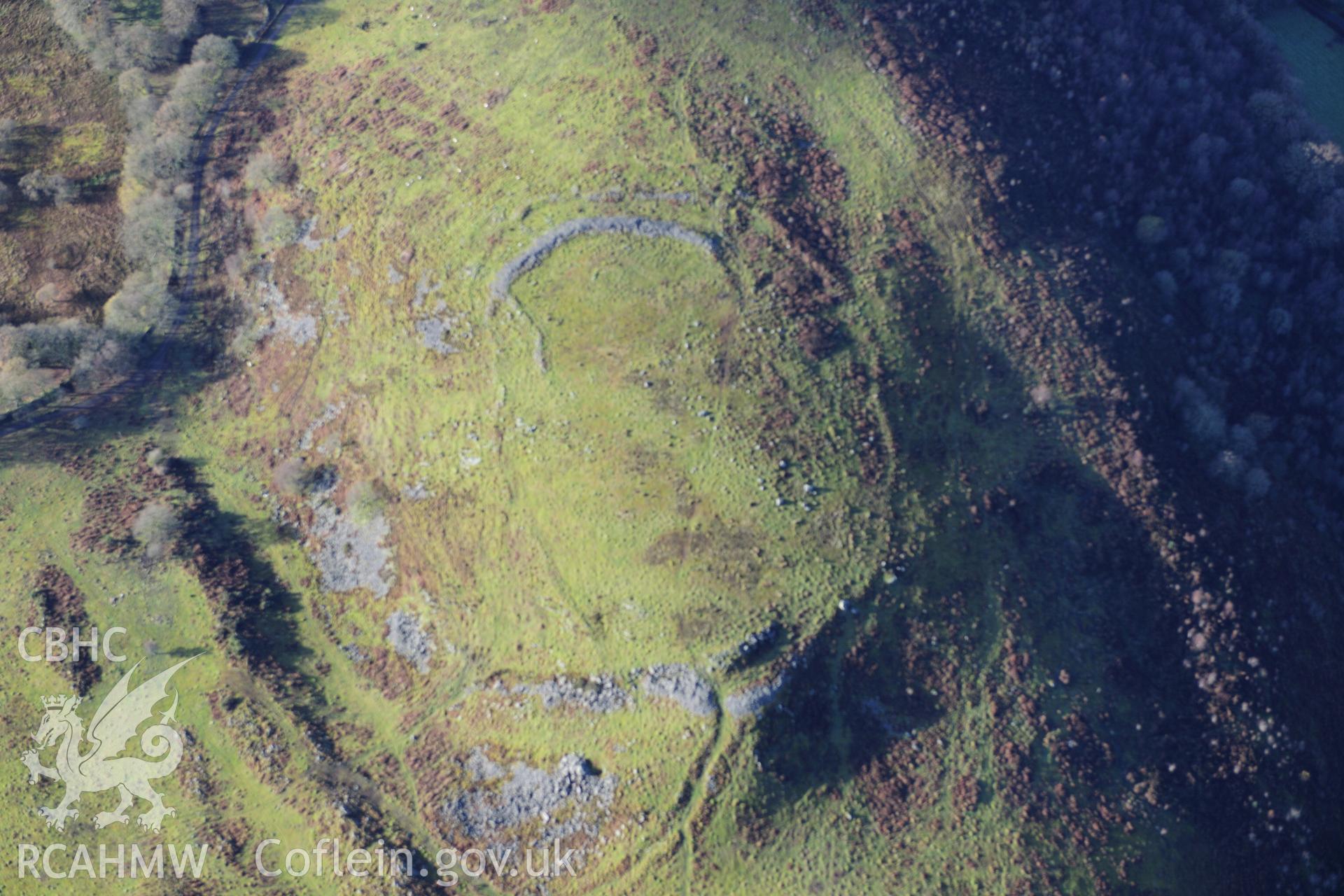 RCAHMW colour oblique photograph of Gaer Fach, hillfort on Y Garn Goch. Taken by Toby Driver on 23/11/2012.