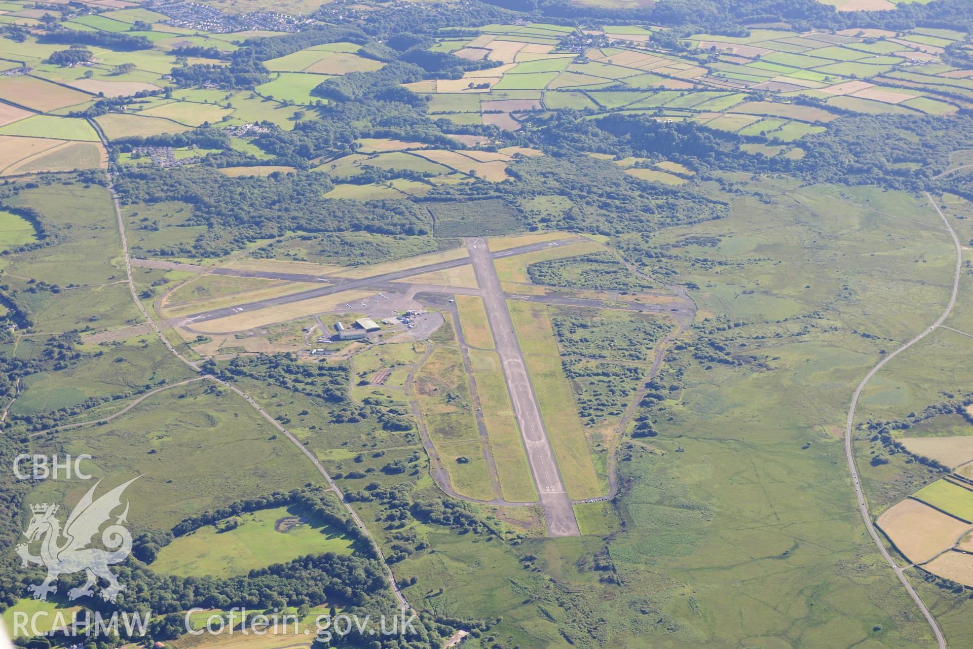 RCAHMW colour oblique photograph of Fairwood Common Aerodrome; Swansea Airport. Taken by Toby Driver on 24/07/2012.