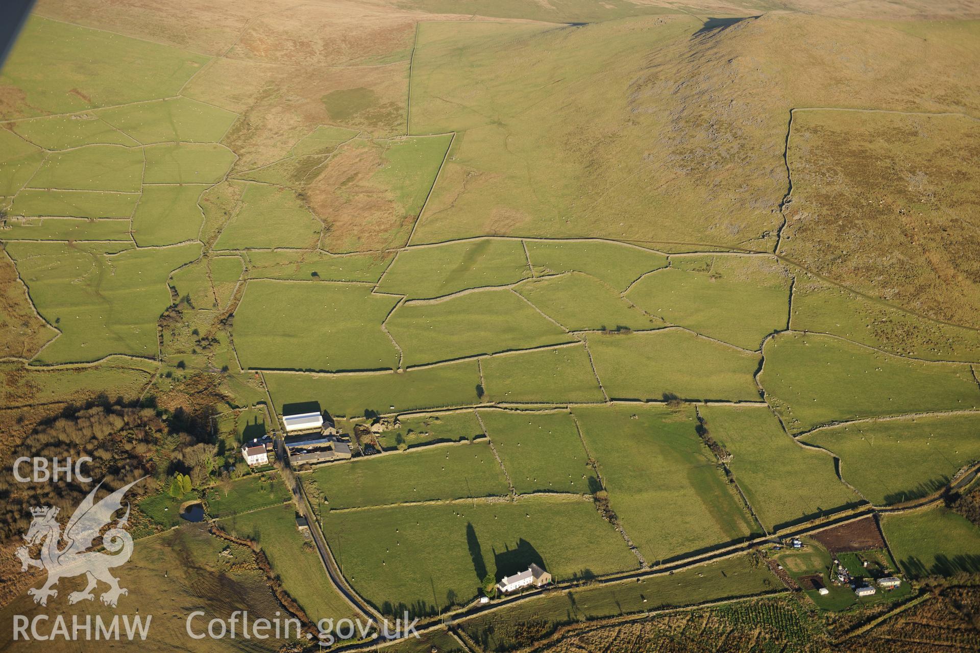 RCAHMW colour oblique photograph of Cwmcoryn Chapel, winter landscape from east. Taken by Toby Driver on 10/12/2012.