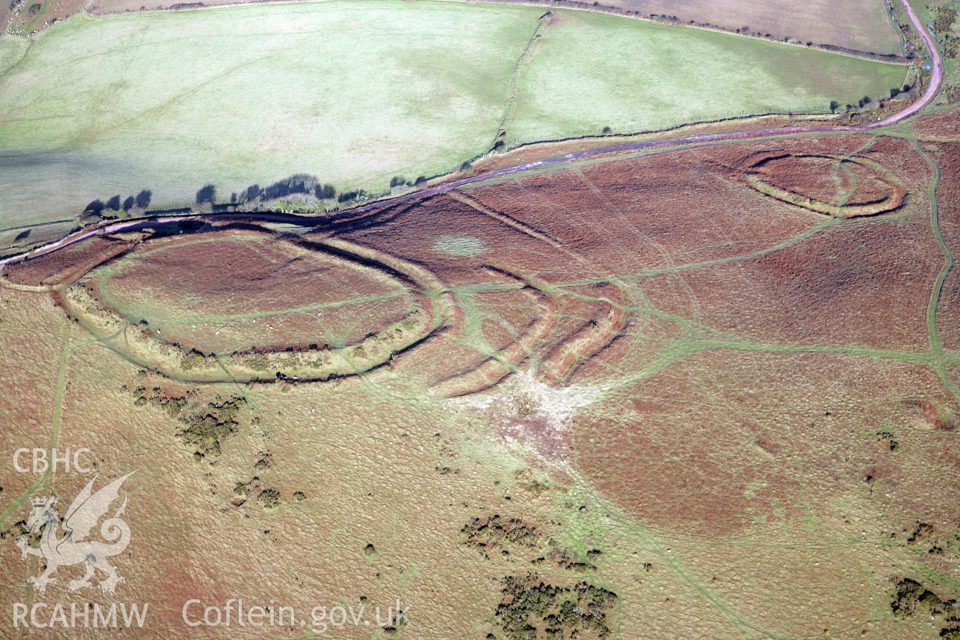 RCAHMW colour oblique photograph of Hardings Down, East Fort. Taken by Toby Driver on 02/02/2012.