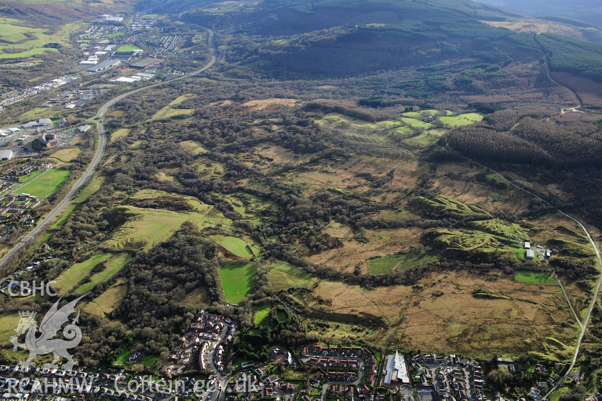 RCAHMW colour oblique photograph of Cwmdu Drift Mine, and industrial landscape. Taken by Toby Driver on 28/11/2012.