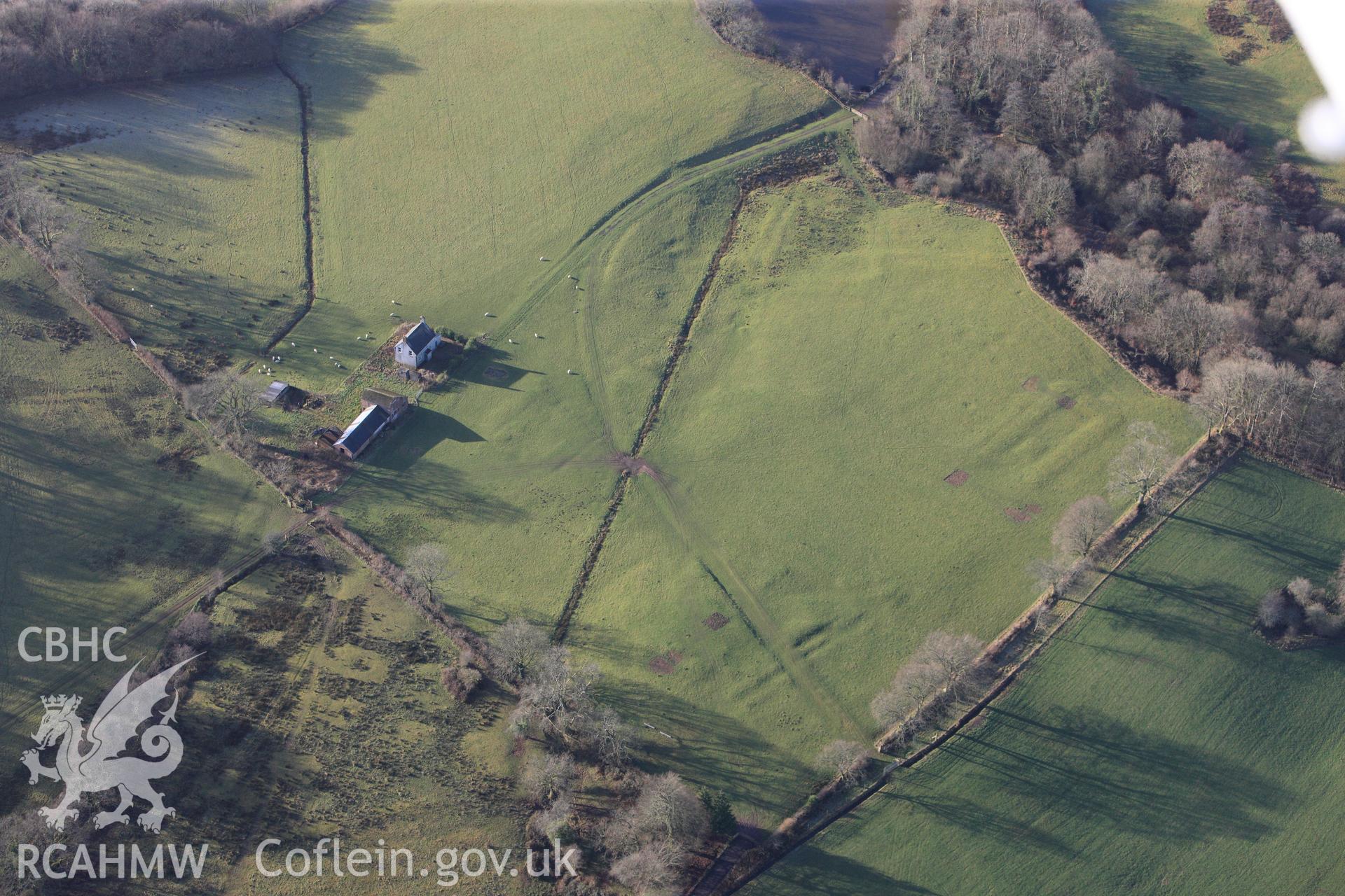 RCAHMW colour oblique photograph of Formal Garden, Middleton Hall, Llanarthney. Taken by Toby Driver on 27/01/2012.