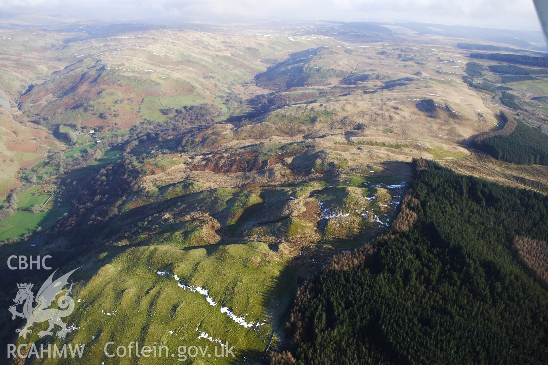 RCAHMW colour oblique photograph of Hafod Eidos, landscape setting from west. Taken by Toby Driver on 07/02/2012.