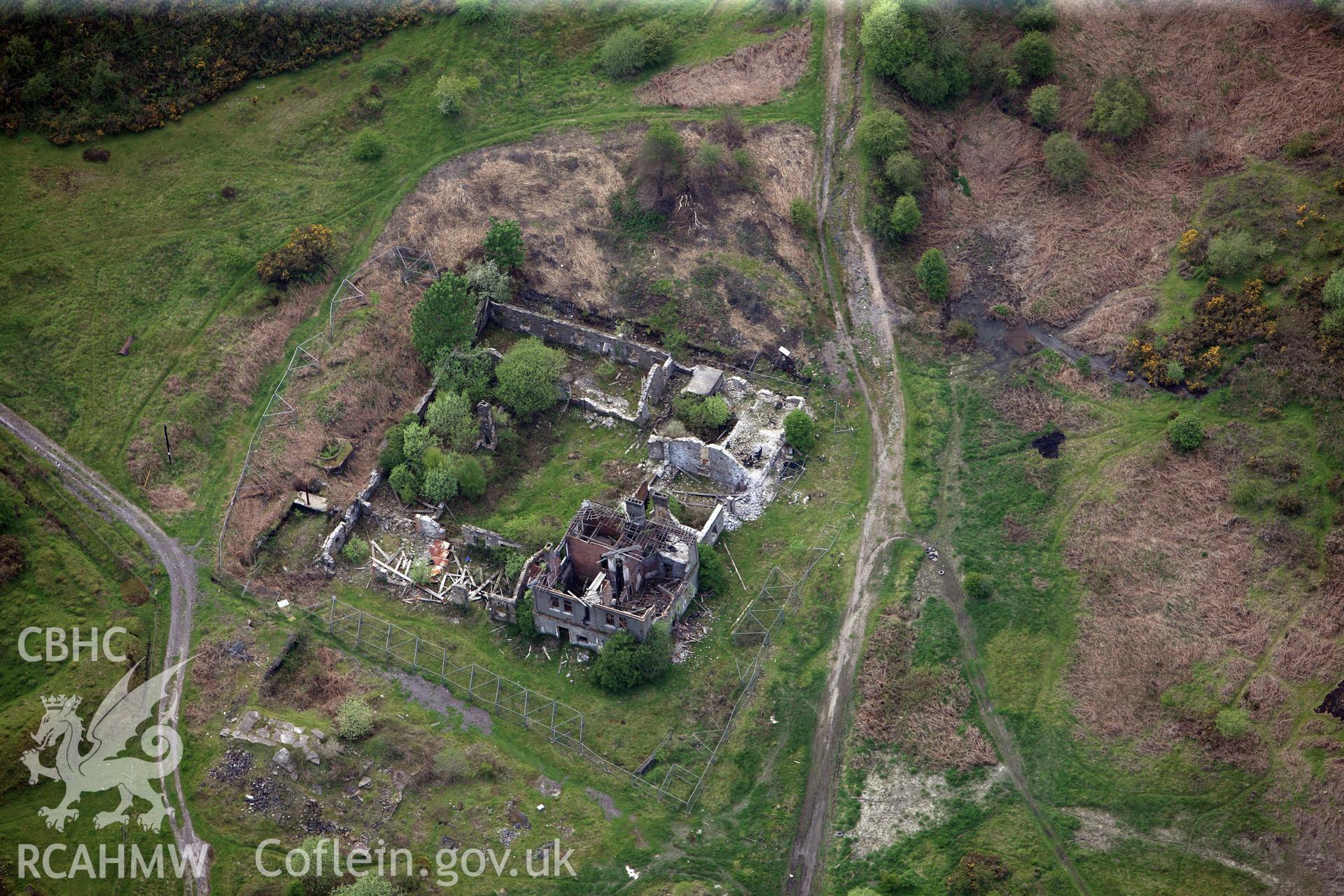 RCAHMW colour oblique photograph of British Ironworks, offices and workshops. Taken by Toby Driver on 22/05/2012.