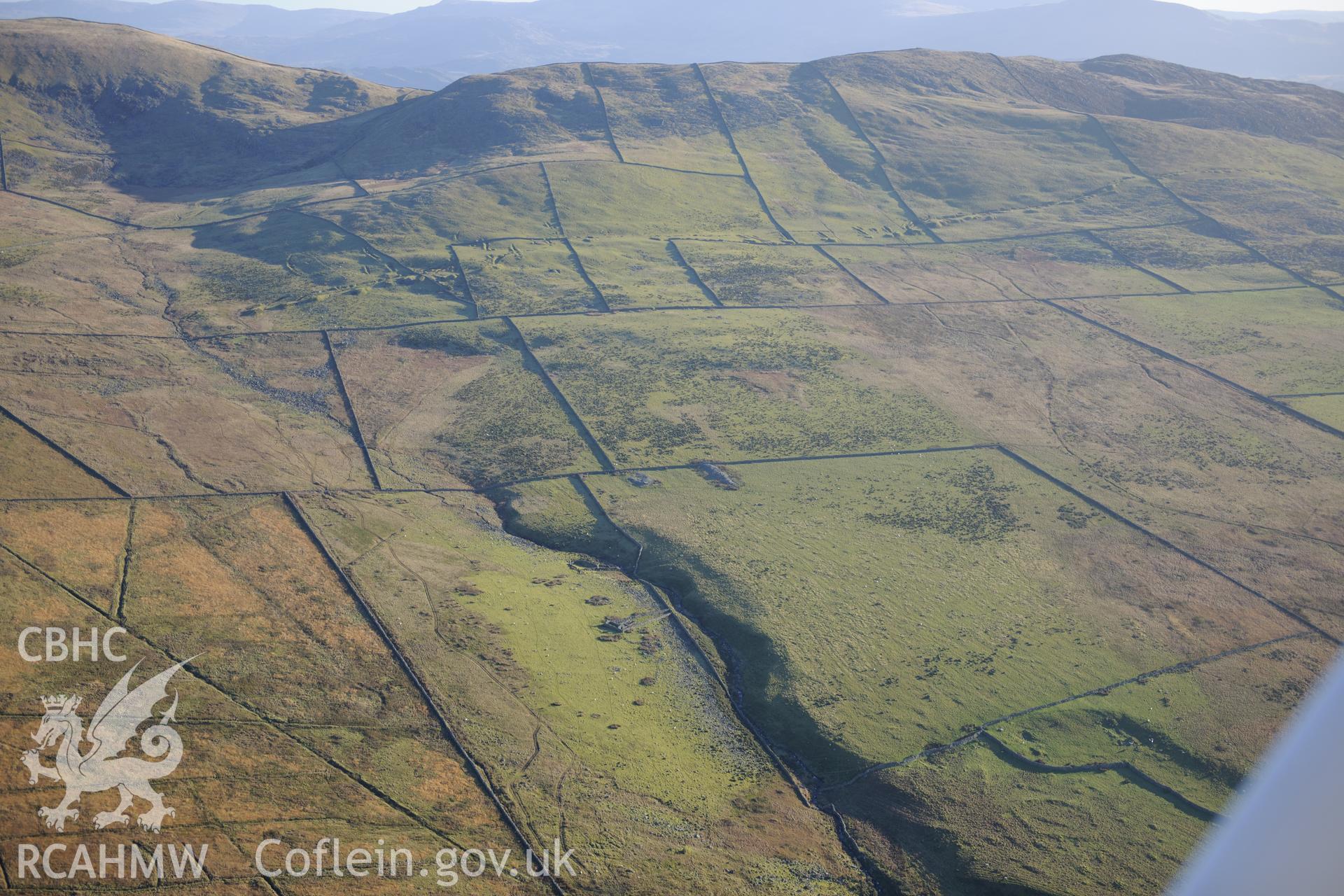 RCAHMW colour oblique photograph of Carneddau Hengwm, high landscape view from the west. Taken by Toby Driver on 10/12/2012.