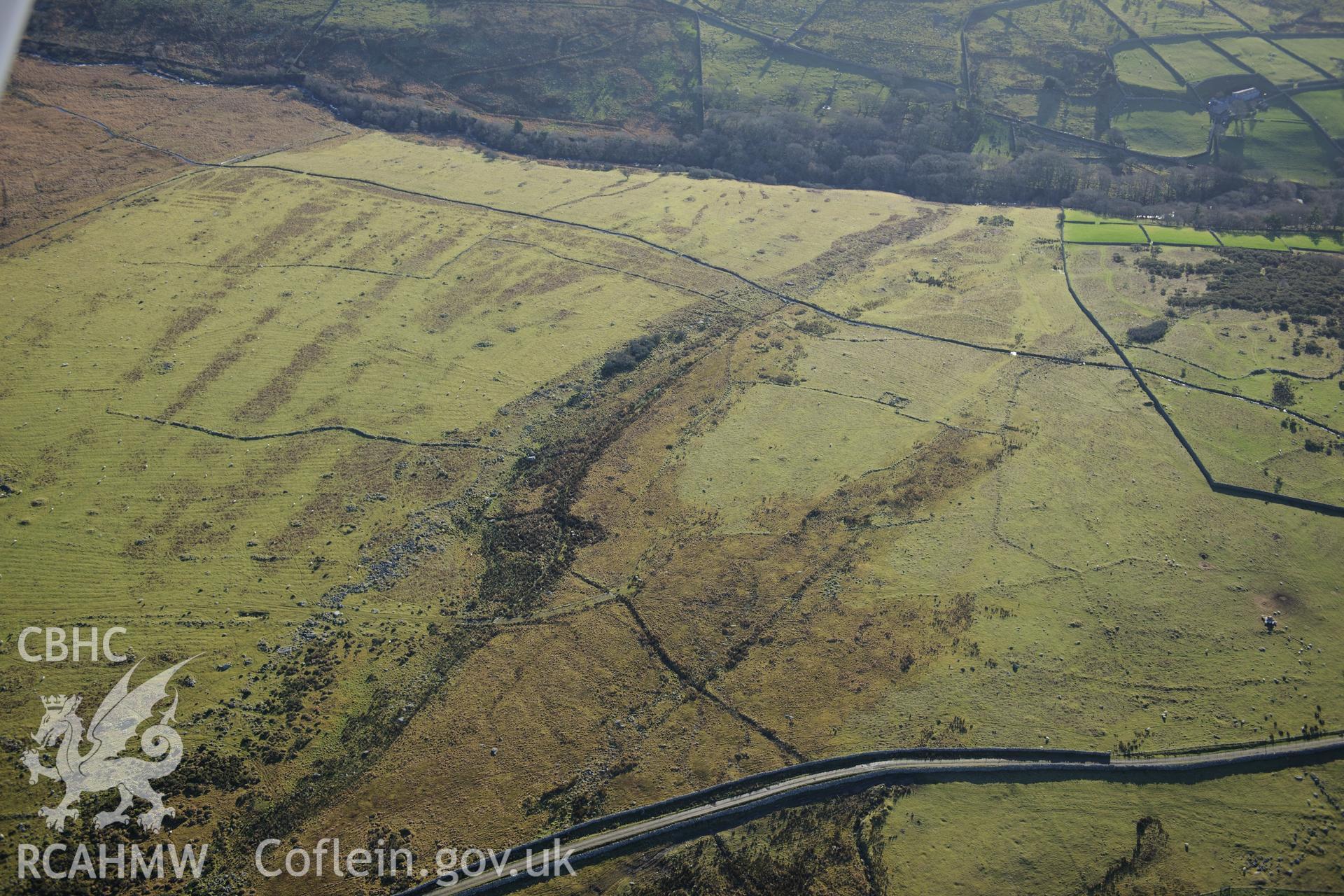 RCAHMW colour oblique photograph of Cors y Gedol field system, eastern part. Taken by Toby Driver on 10/12/2012.