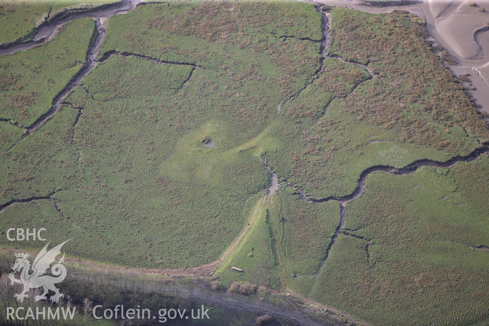 RCAHMW colour oblique photograph of St. Michael's Chapel, Llwchwr. Taken by Toby Driver on 27/01/2012.