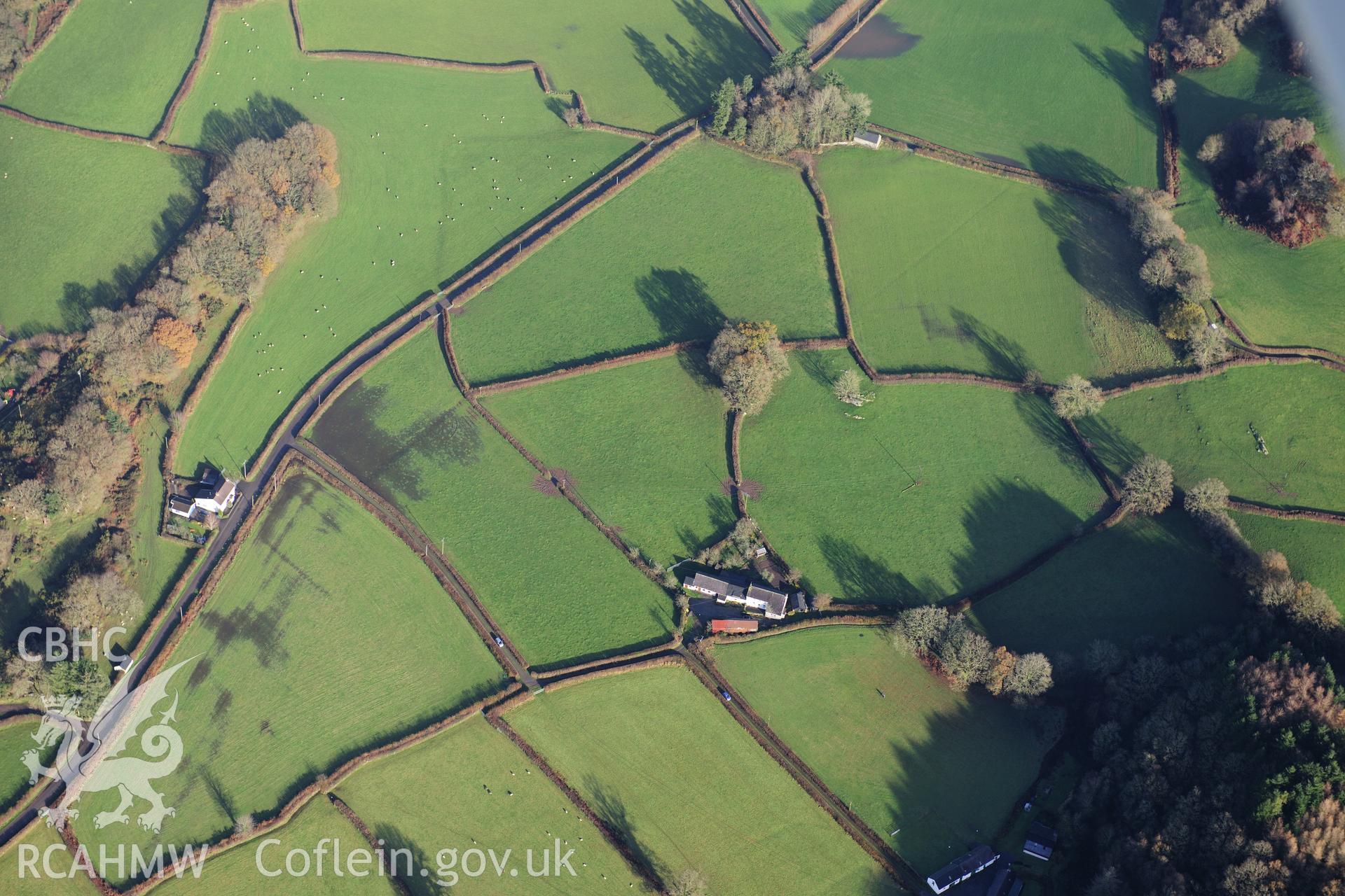 RCAHMW colour oblique photograph of Llys Brychan, Roman villa. Taken by Toby Driver on 23/11/2012.