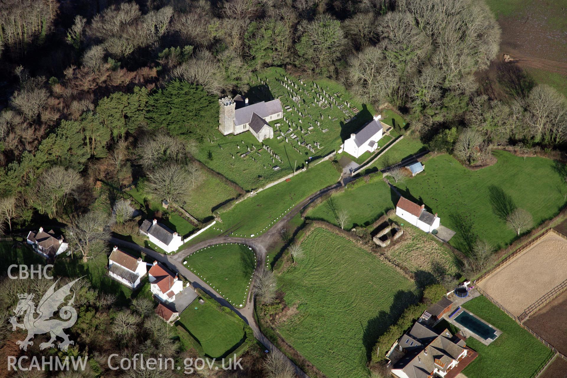 RCAHMW colour oblique photograph of St Andrew's Church, Penrice. Taken by Toby Driver on 02/02/2012.