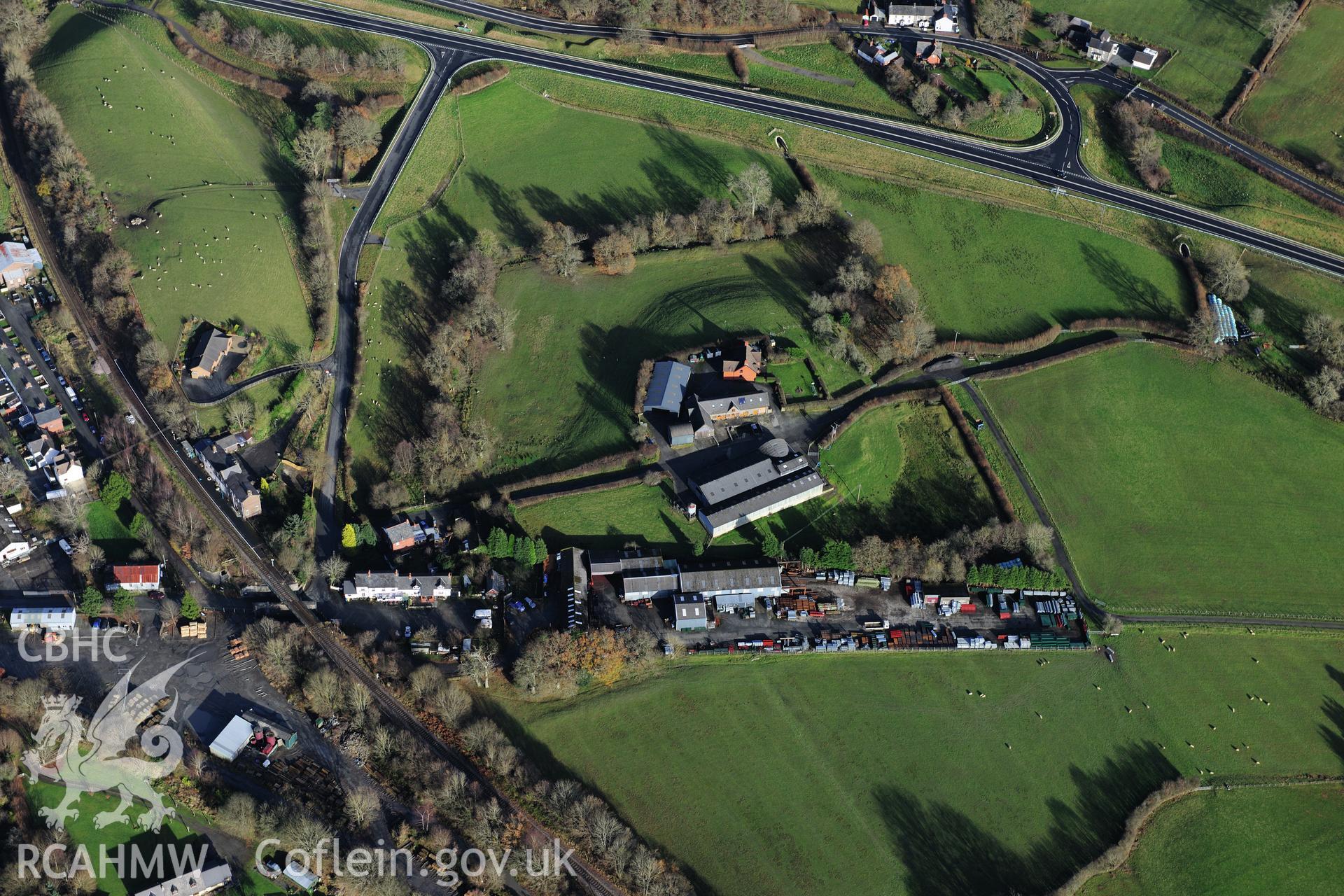 RCAHMW colour oblique photograph of Cwrt Llechryd. Taken by Toby Driver on 23/11/2012.