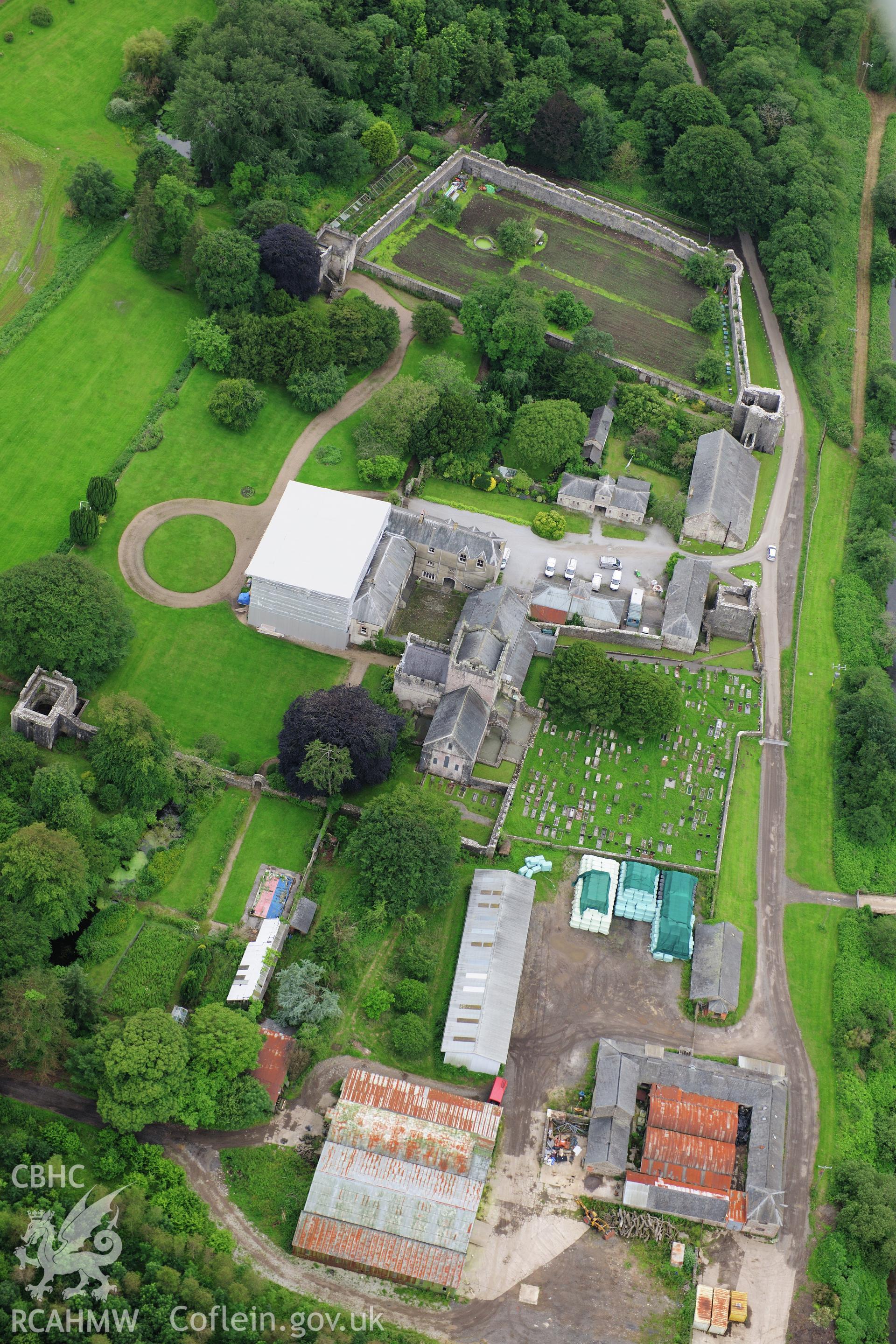 RCAHMW colour oblique photograph of Ewenny Priory. Taken by Toby Driver on 05/07/2012.