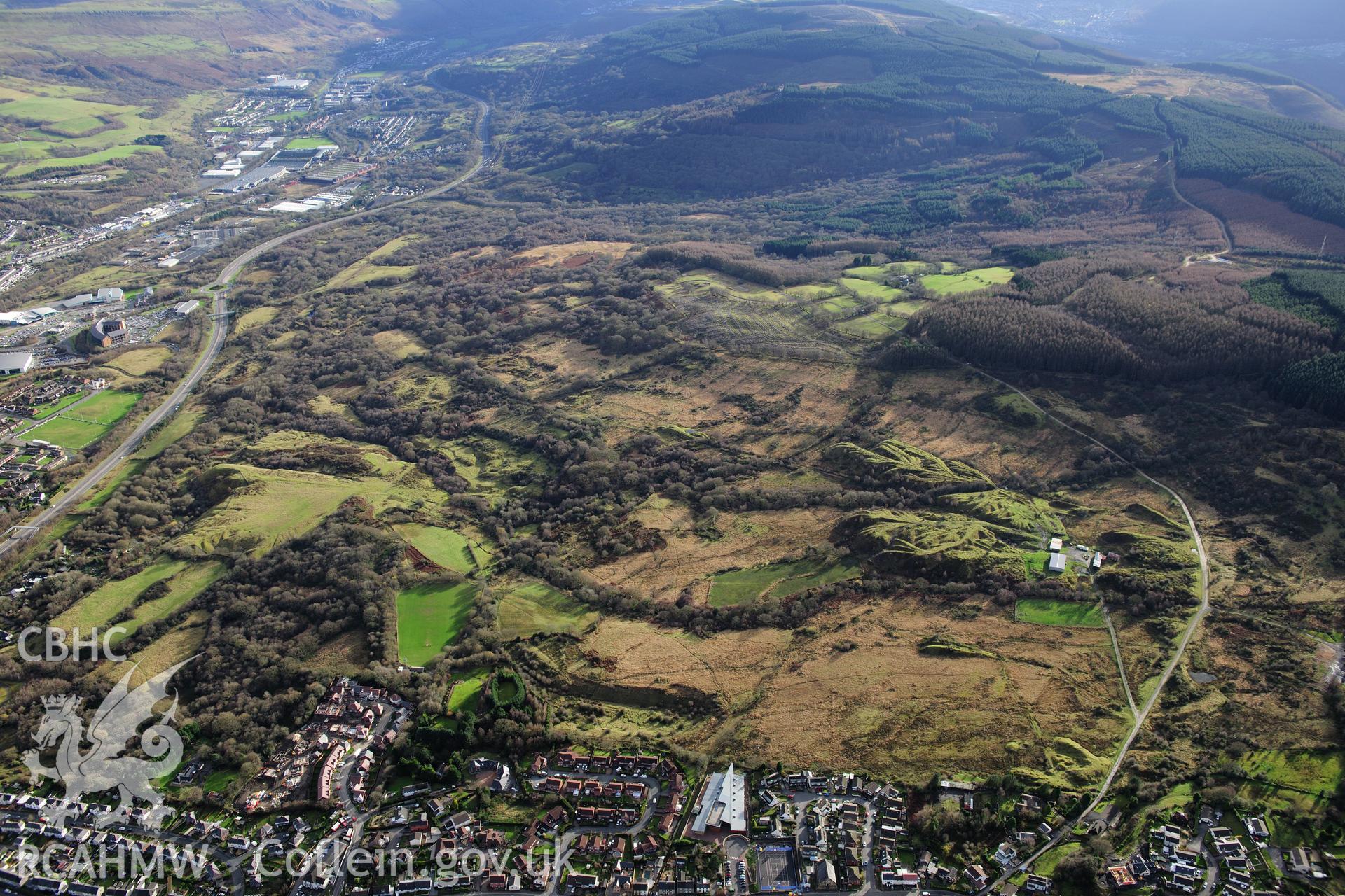 RCAHMW colour oblique photograph of Cwmdu Drift Mine, and industrial landscape. Taken by Toby Driver on 28/11/2012.