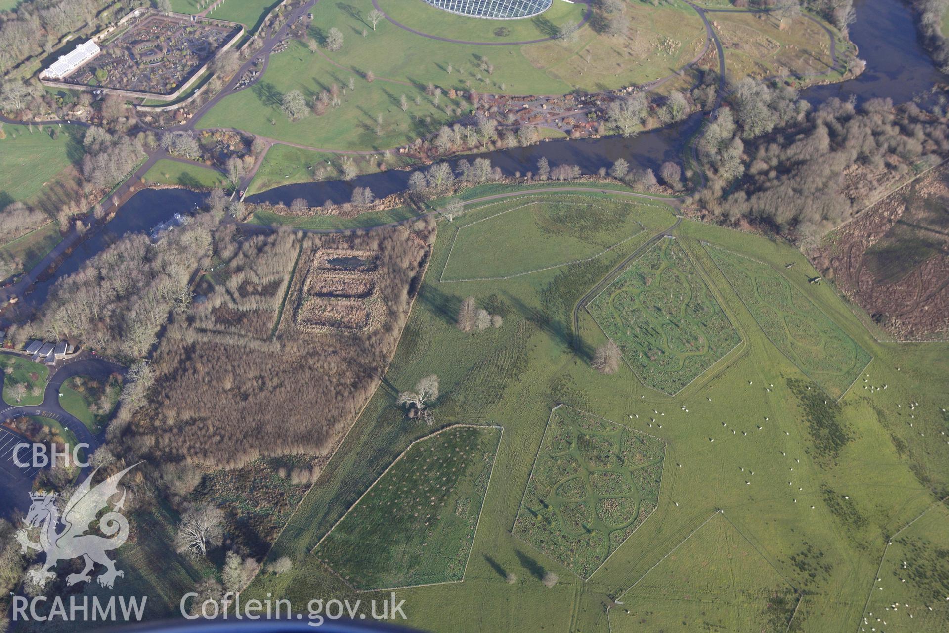 RCAHMW colour oblique photograph of Earthworks near Gorswen in Middleton Hall Park. Taken by Toby Driver on 27/01/2012.