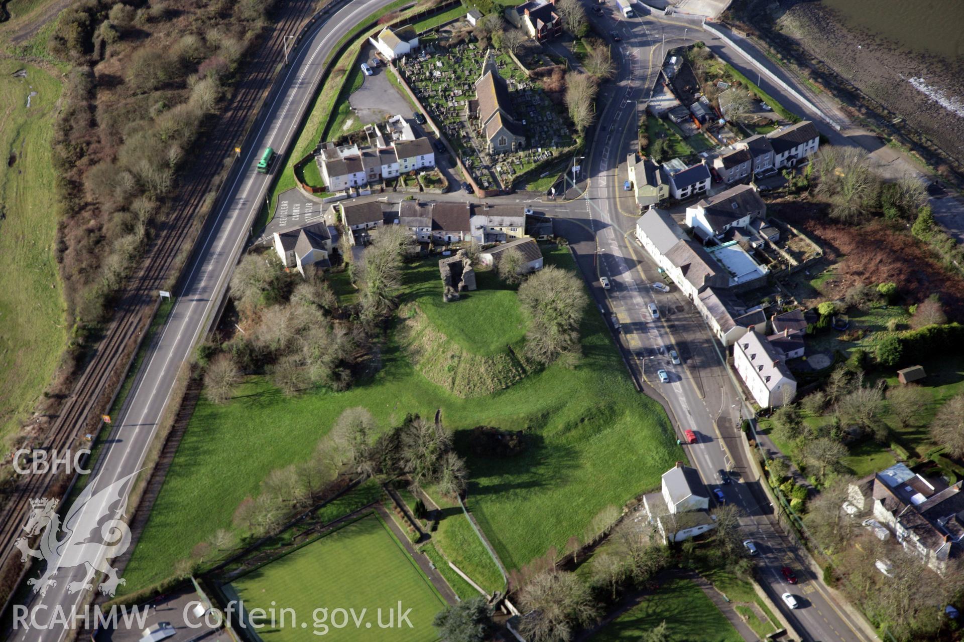 RCAHMW colour oblique photograph of Lougher Roman Fort. Taken by Toby Driver on 02/02/2012.