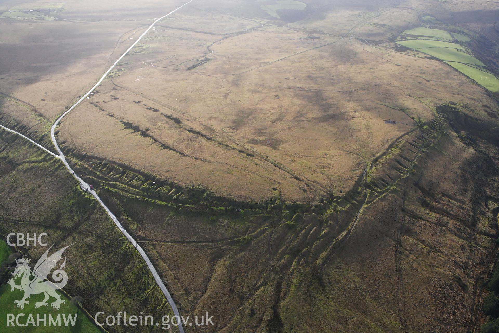 RCAHMW colour oblique photograph of Tor Clawdd Causeway. Taken by Toby Driver on 27/01/2012.