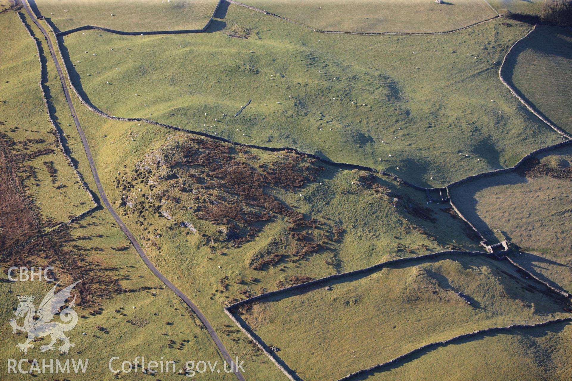 RCAHMW colour oblique photograph of Fonlieth hir, general view of landscape (non archaeological) between known standing stones. Taken by Toby Driver on 10/12/2012.