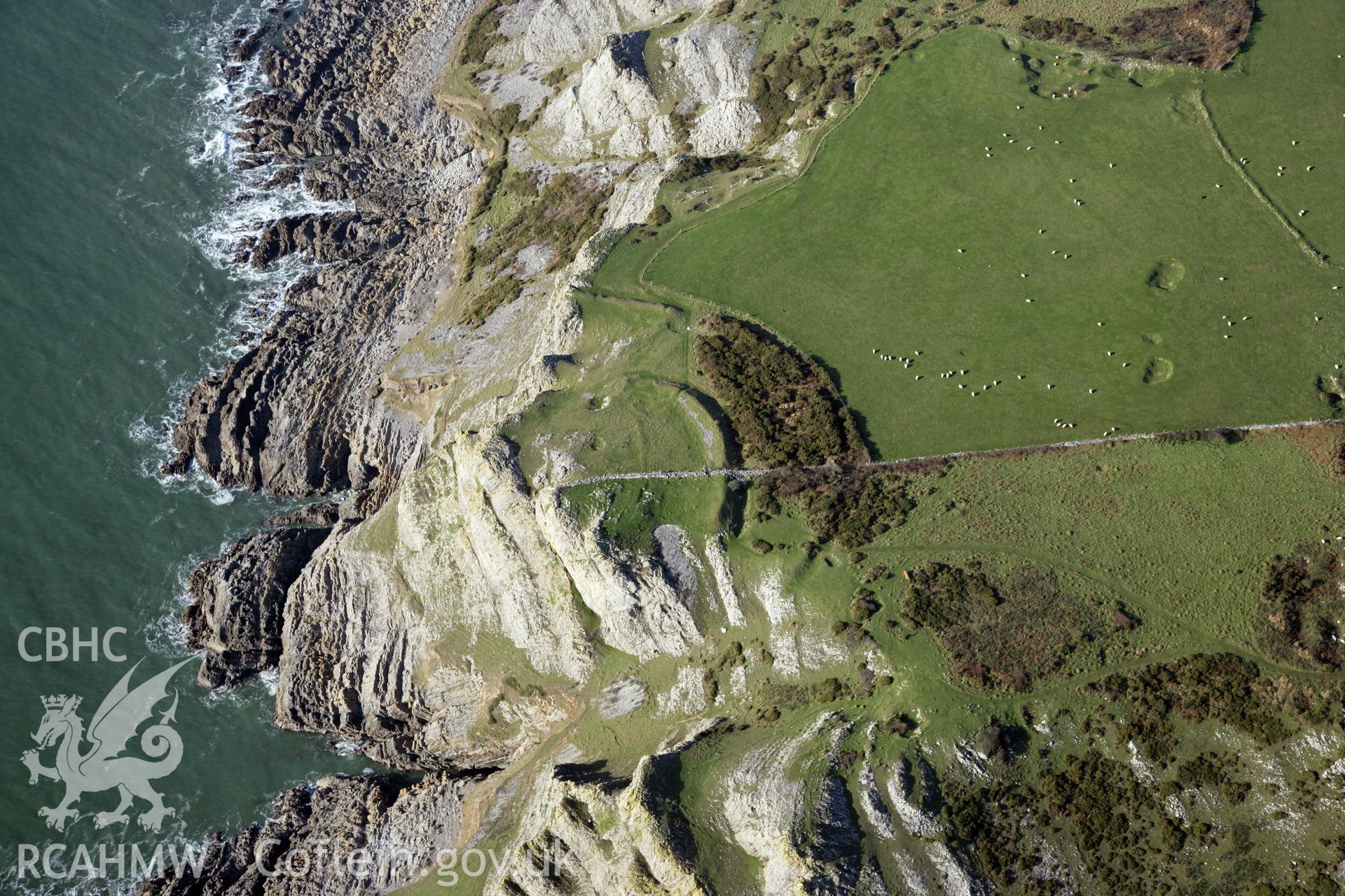 RCAHMW colour oblique photograph of Deborah's Hole Camp. Taken by Toby Driver on 02/02/2012.