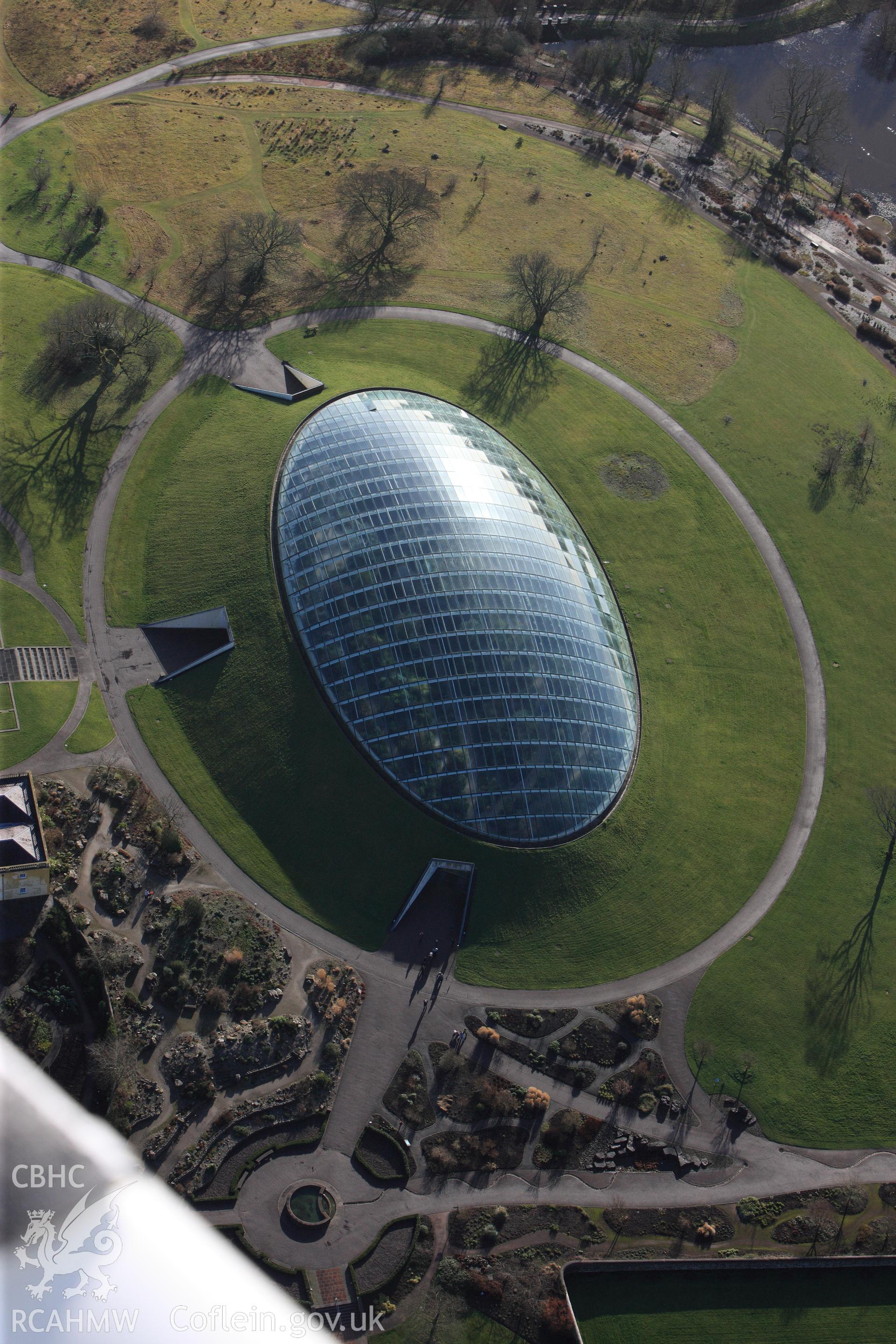 RCAHMW colour oblique photograph of The Great Glasshouse, The National Botanic Garden of Wales. Taken by Toby Driver on 27/01/2012.