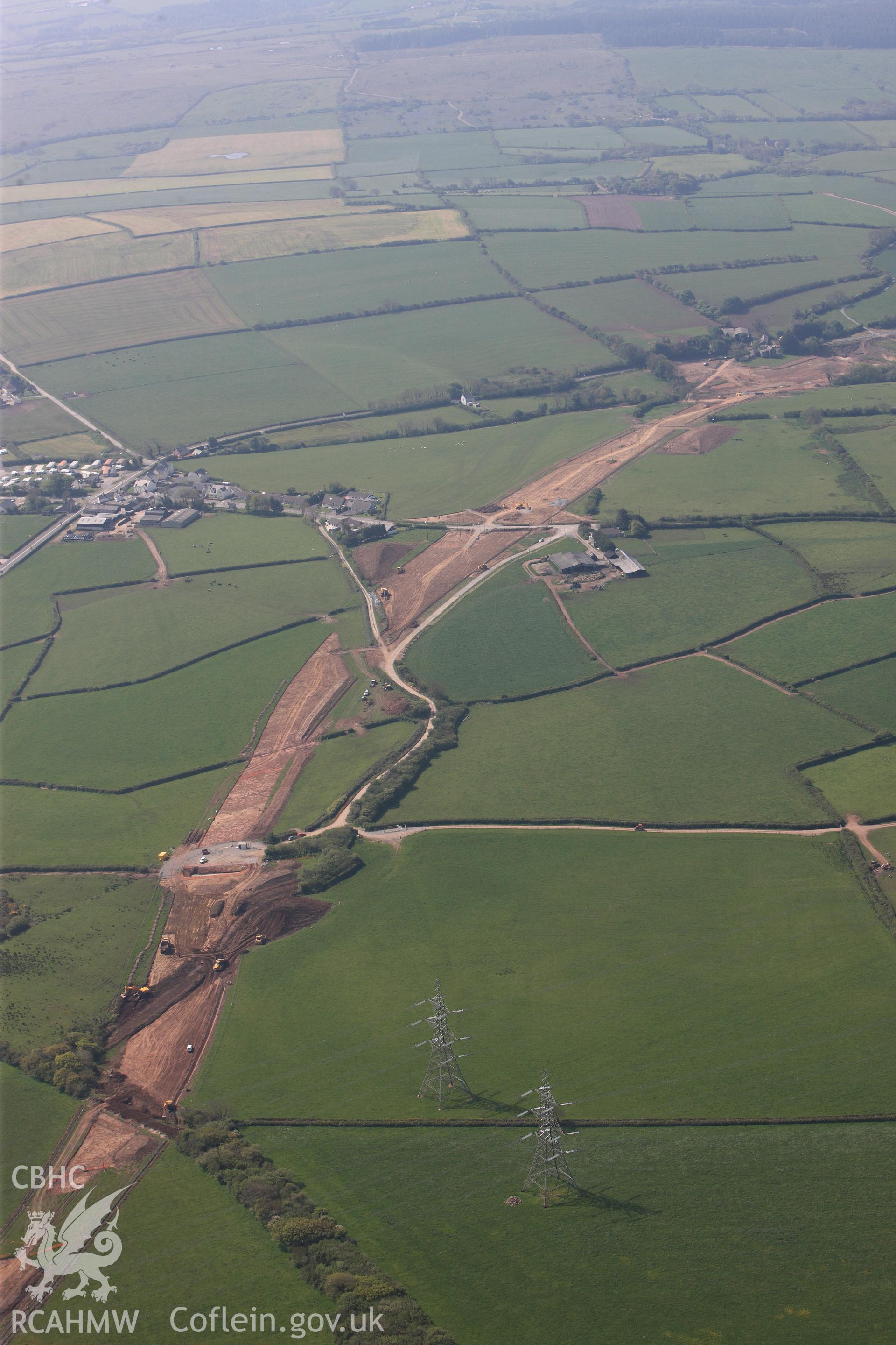 RCAHMW colour oblique photograph of General view of construction of new bypass to Pembroke Dock, looking south west towards Red Roses. Taken by Toby Driver on 24/05/2012.