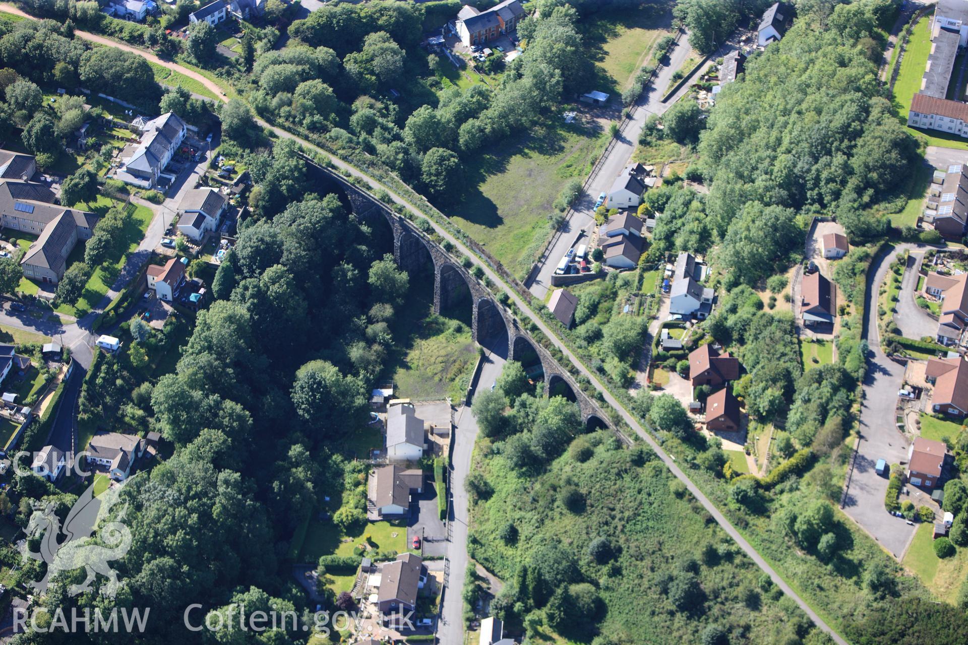 RCAHMW colour oblique photograph of Talywain Railway Viaduct. Taken by Toby Driver on 24/07/2012.