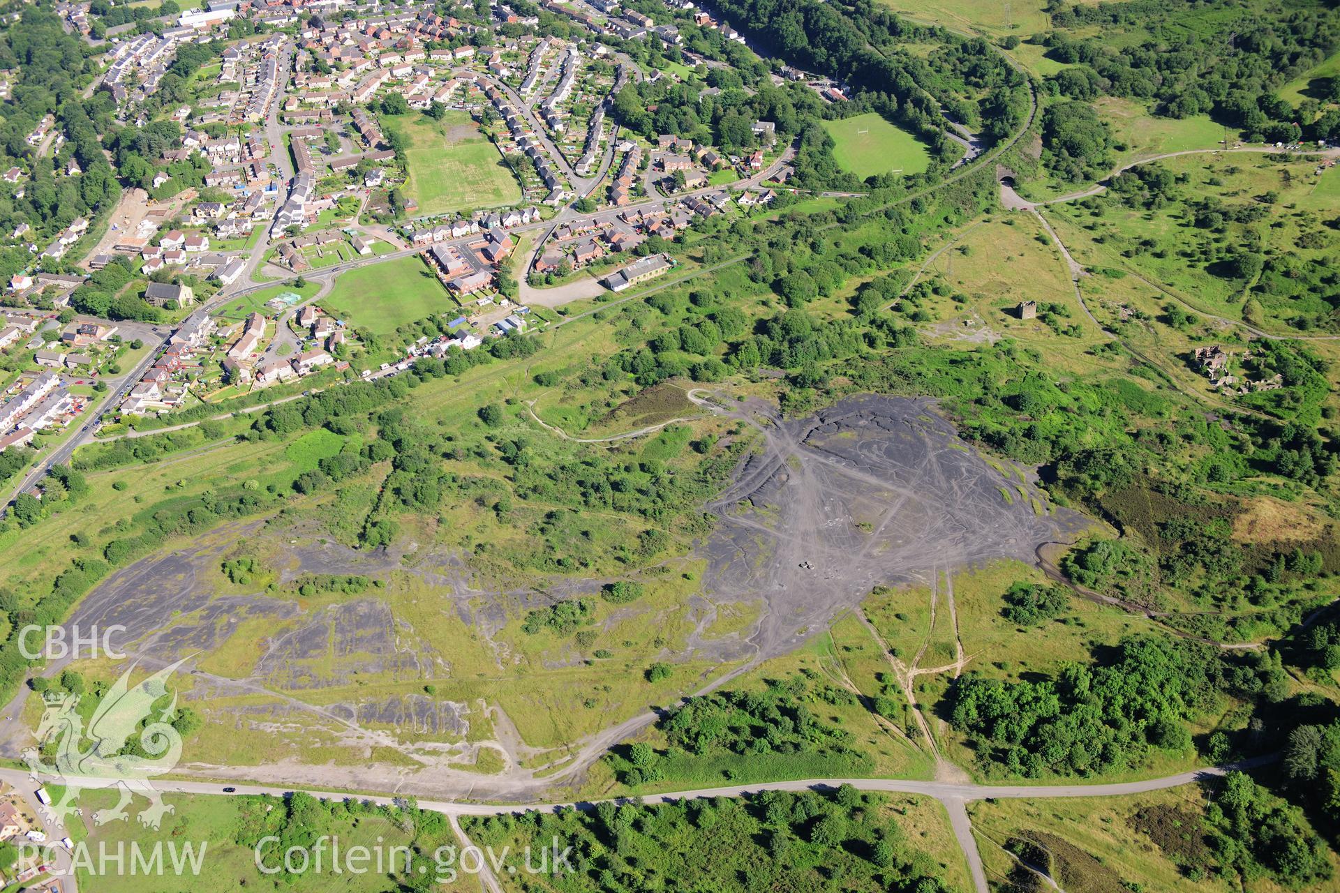 RCAHMW colour oblique photograph of British Ironworks, general view. Taken by Toby Driver on 24/07/2012.