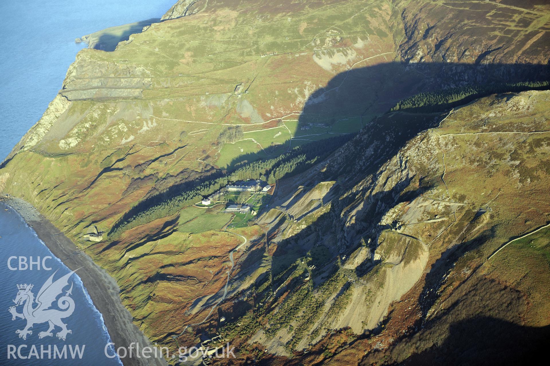 RCAHMW colour oblique photograph of Nant Gwrtheryn, Welsh Language Centre. Taken by Toby Driver on 10/12/2012.