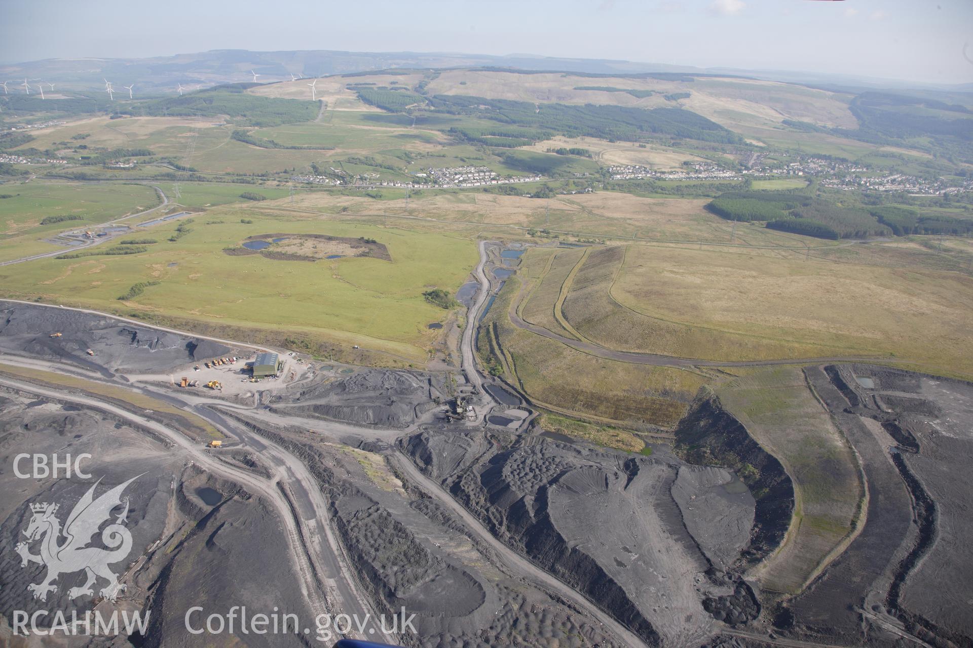 RCAHMW colour oblique photograph of Nant Helen Opencast coal mine, Abercraf, view looking south-east. Taken by Toby Driver on 22/05/2012.