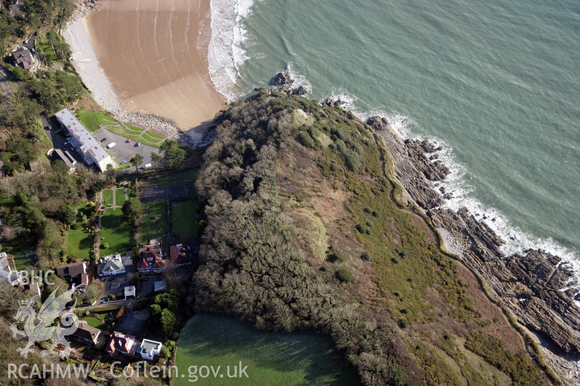 RCAHMW colour oblique photograph of Caswell Cliff Fort. Taken by Toby Driver on 02/02/2012.