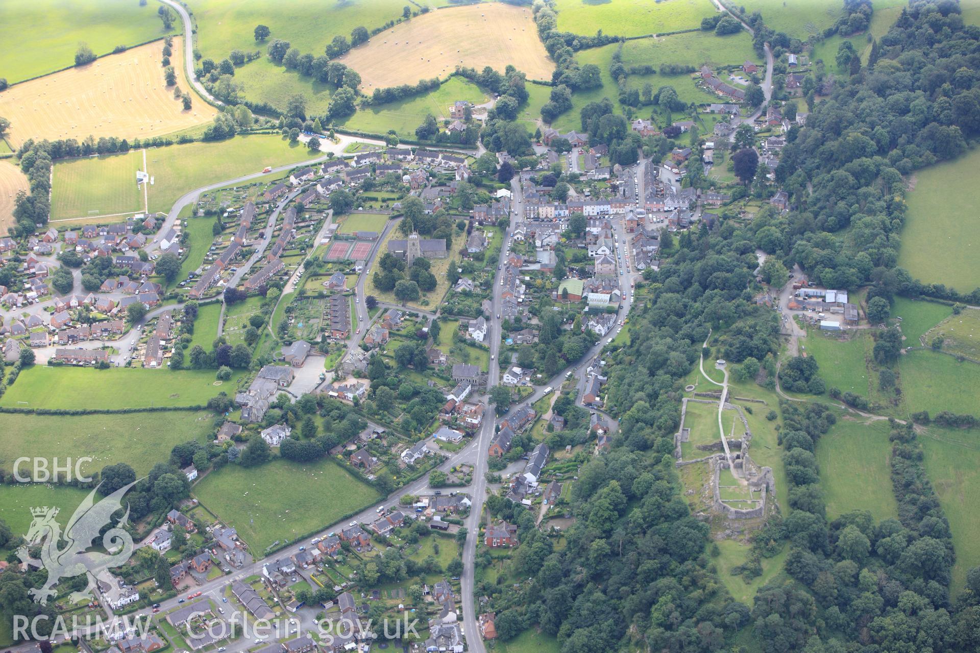 RCAHMW colour oblique photograph of Montgomery Town Walls. Taken by Toby Driver on 27/07/2012.