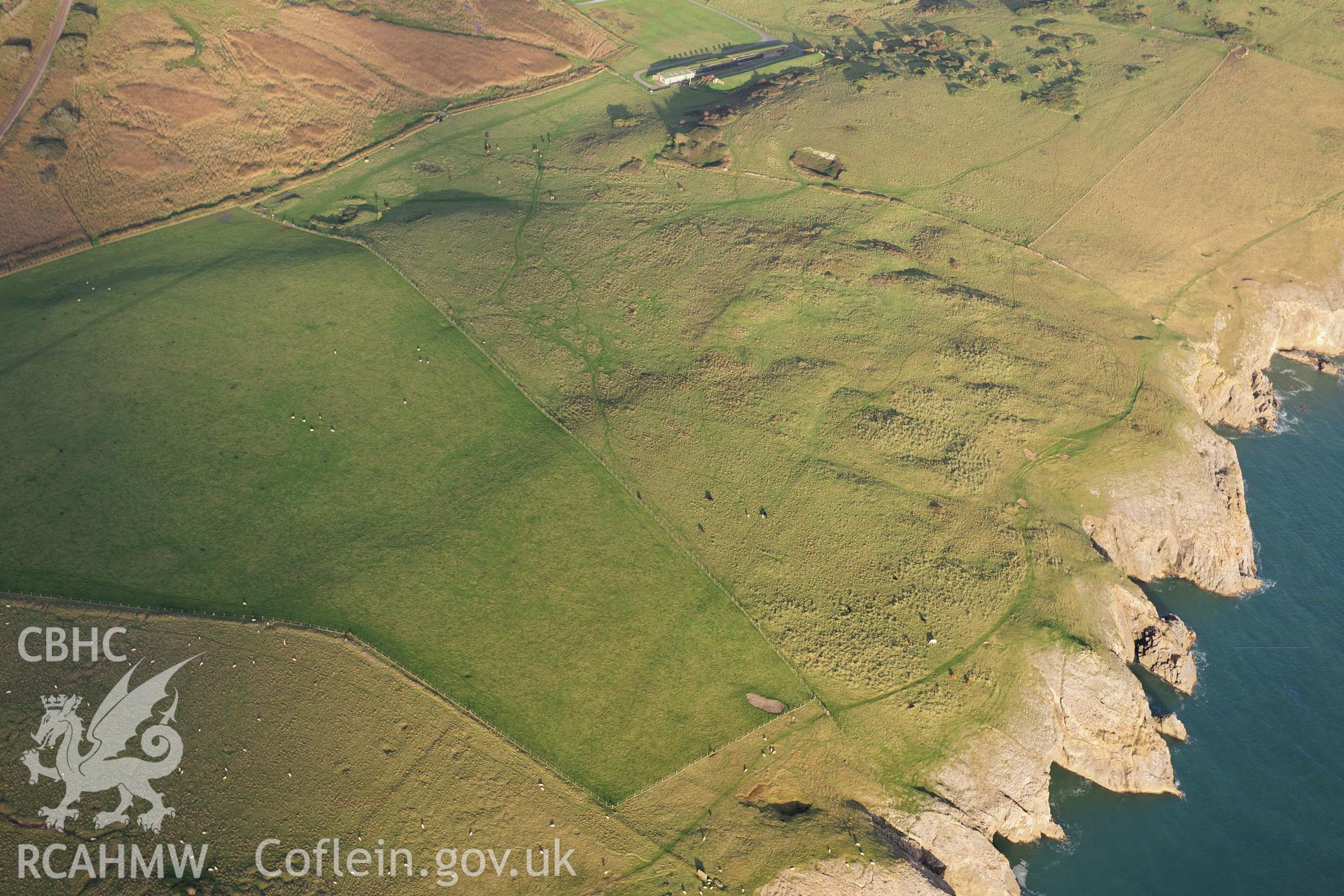 RCAHMW colour oblique photograph of Penally First World War Practice Trenches. Taken by Toby Driver on 26/10/2012.