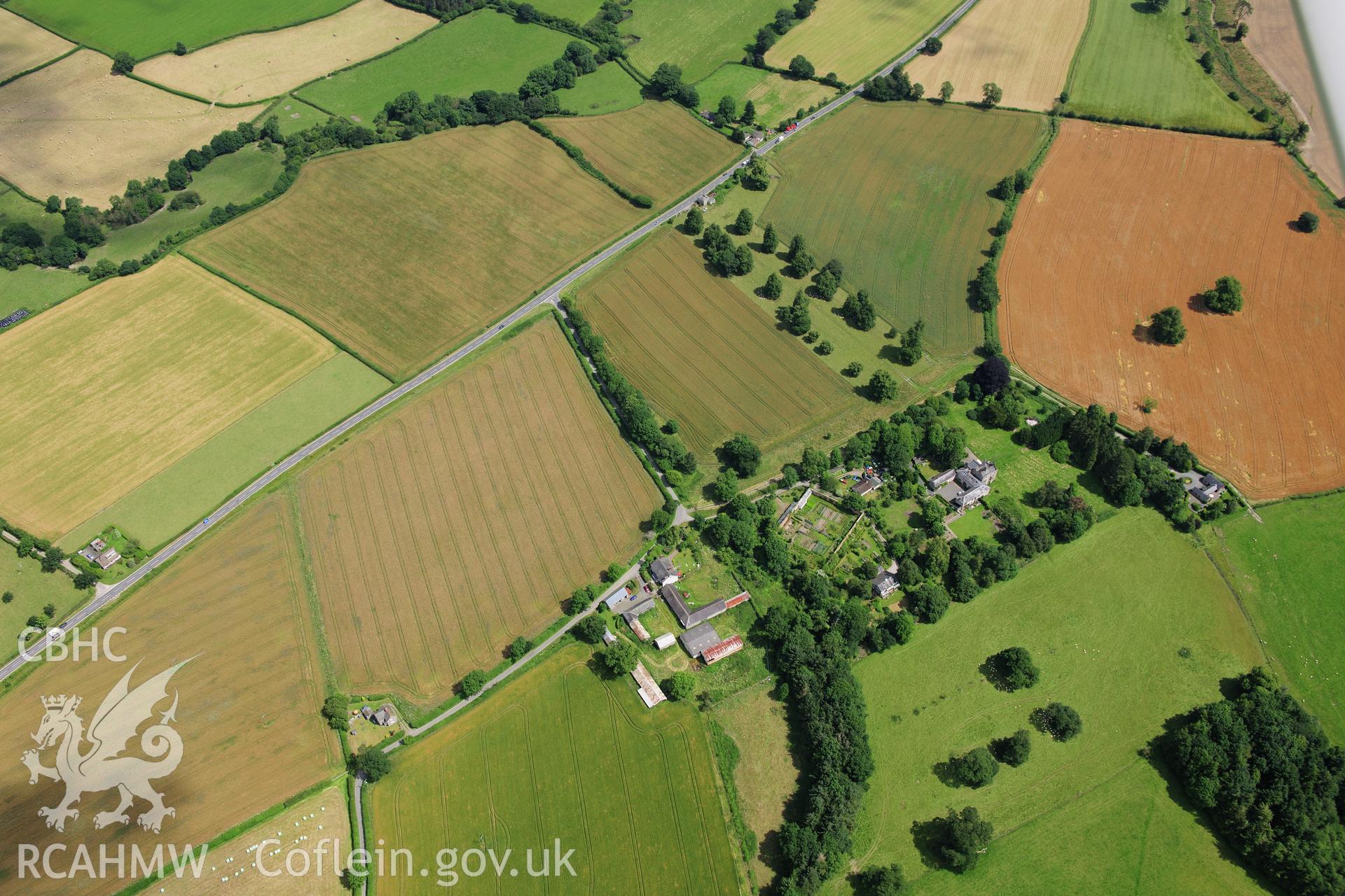 RCAHMW colour oblique photograph of Harpton Court garden, New Radnor. Taken by Toby Driver on 27/07/2012.