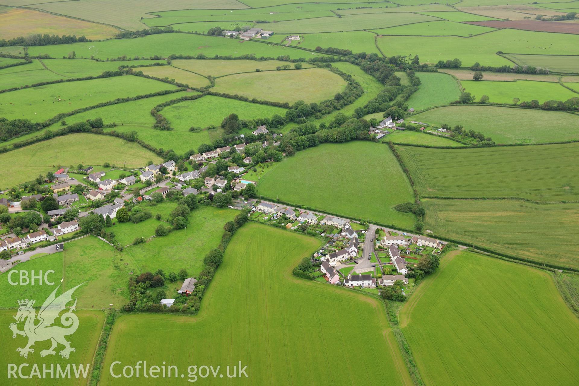 RCAHMW colour oblique photograph of Llandow Village. Taken by Toby Driver on 05/07/2012.