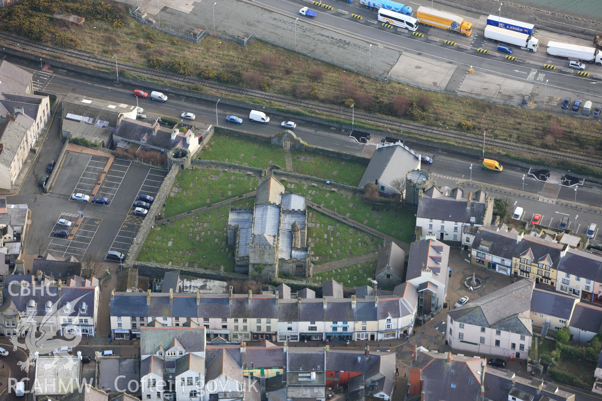 RCAHMW colour oblique photograph of Caer Gybi Roman fort. Taken by Toby Driver on 13/01/2012.