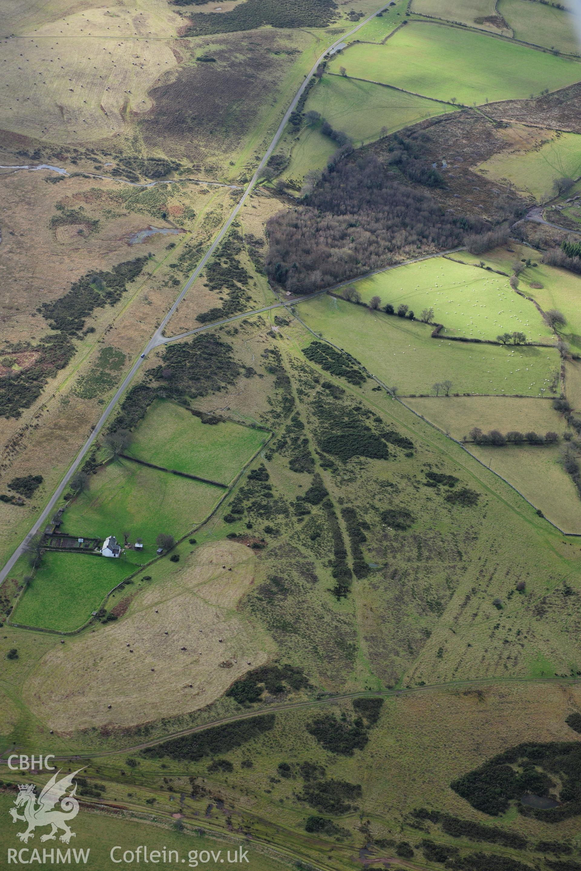 RCAHMW colour oblique photograph of Roman road on Mynydd Illtyd. Taken by Toby Driver on 28/11/2012.