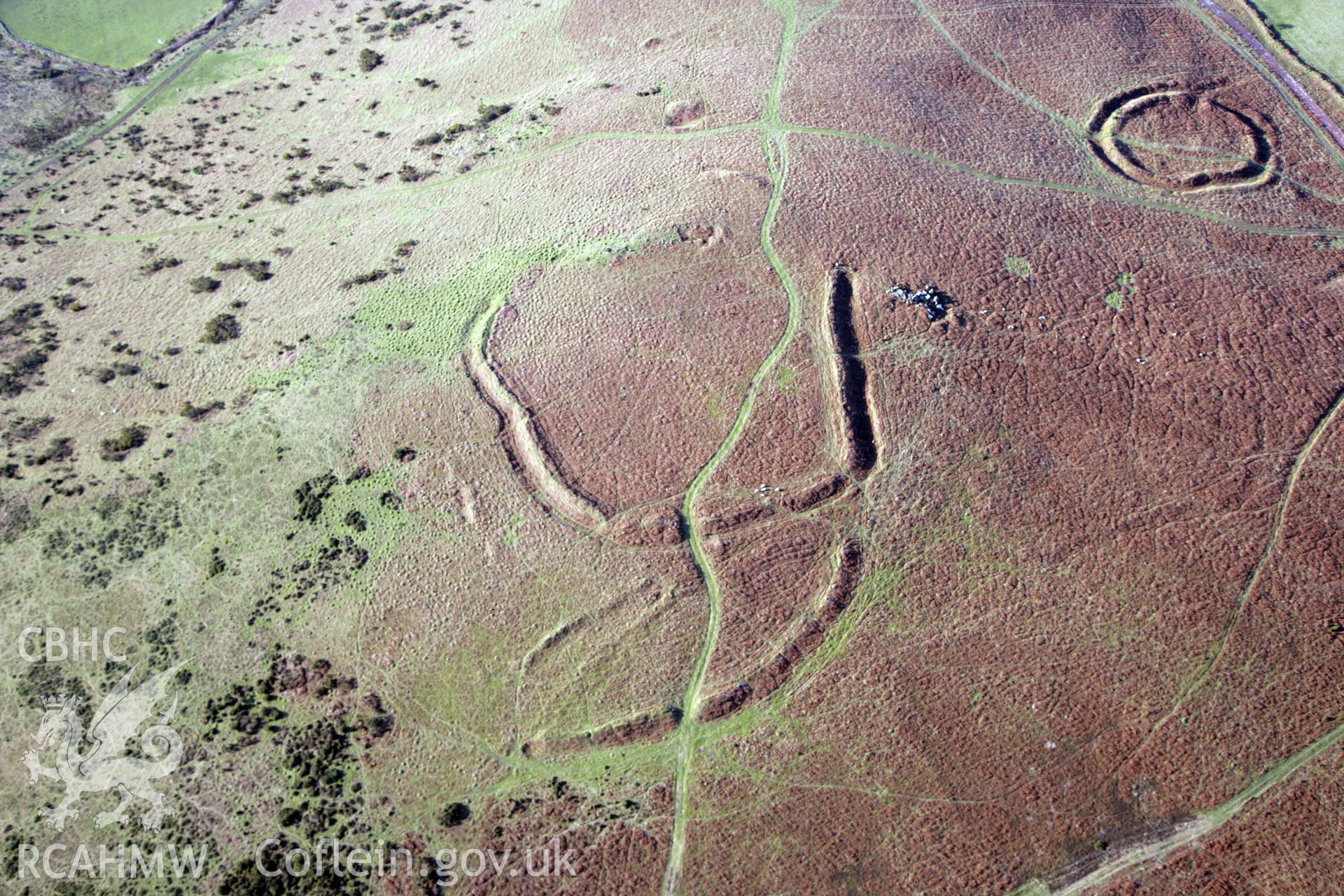 RCAHMW colour oblique photograph of Hardings Down, East Fort. Taken by Toby Driver on 02/02/2012.