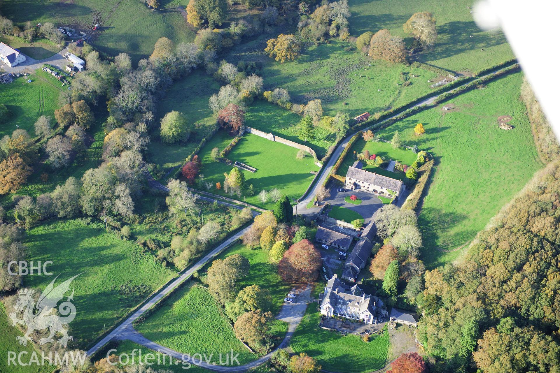 RCAHMW colour oblique photograph of Whitland Abbey. Taken by Toby Driver on 26/10/2012.