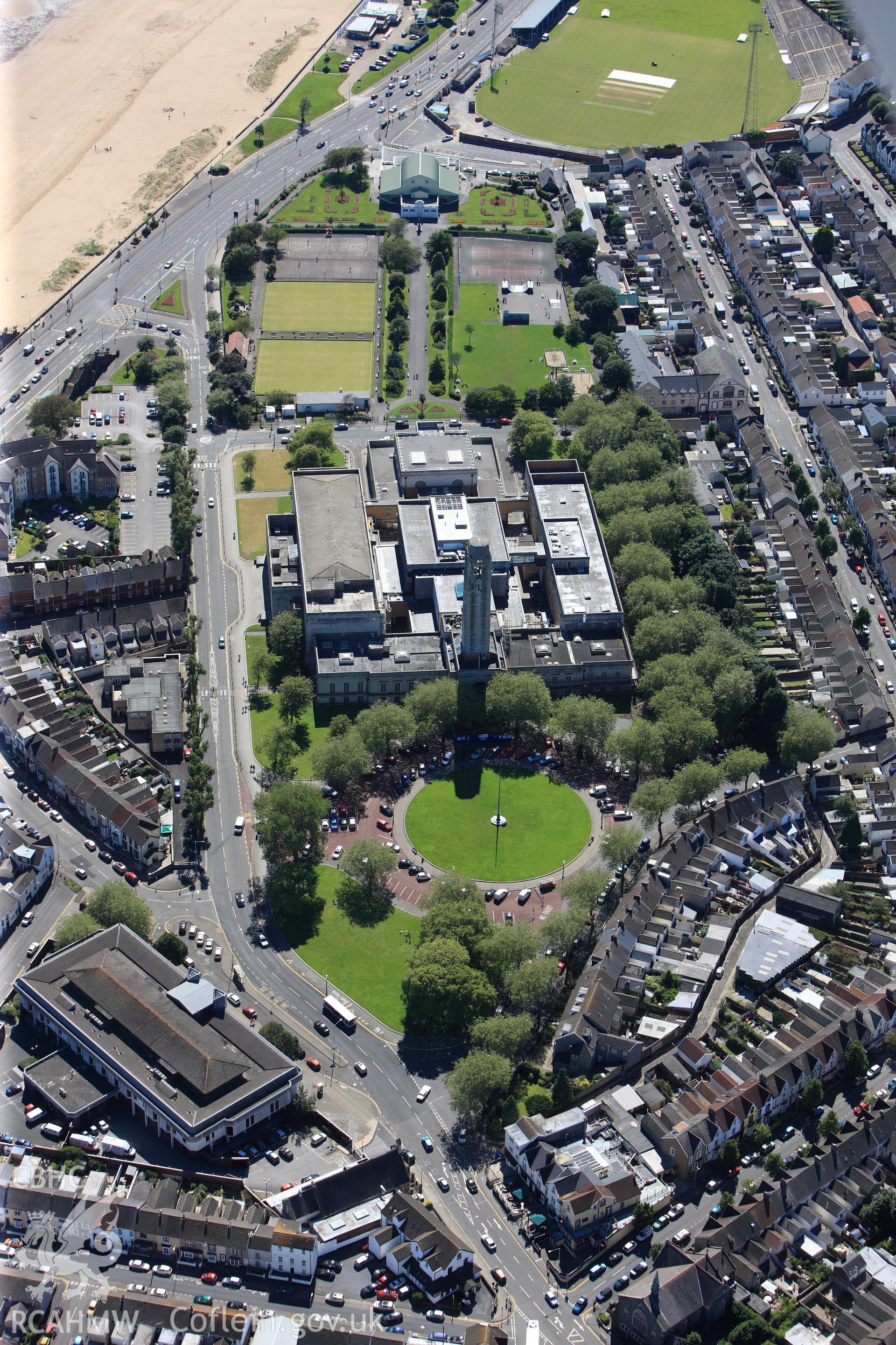 RCAHMW colour oblique photograph of Guildhall, Swansea. Taken by Toby Driver on 24/07/2012.