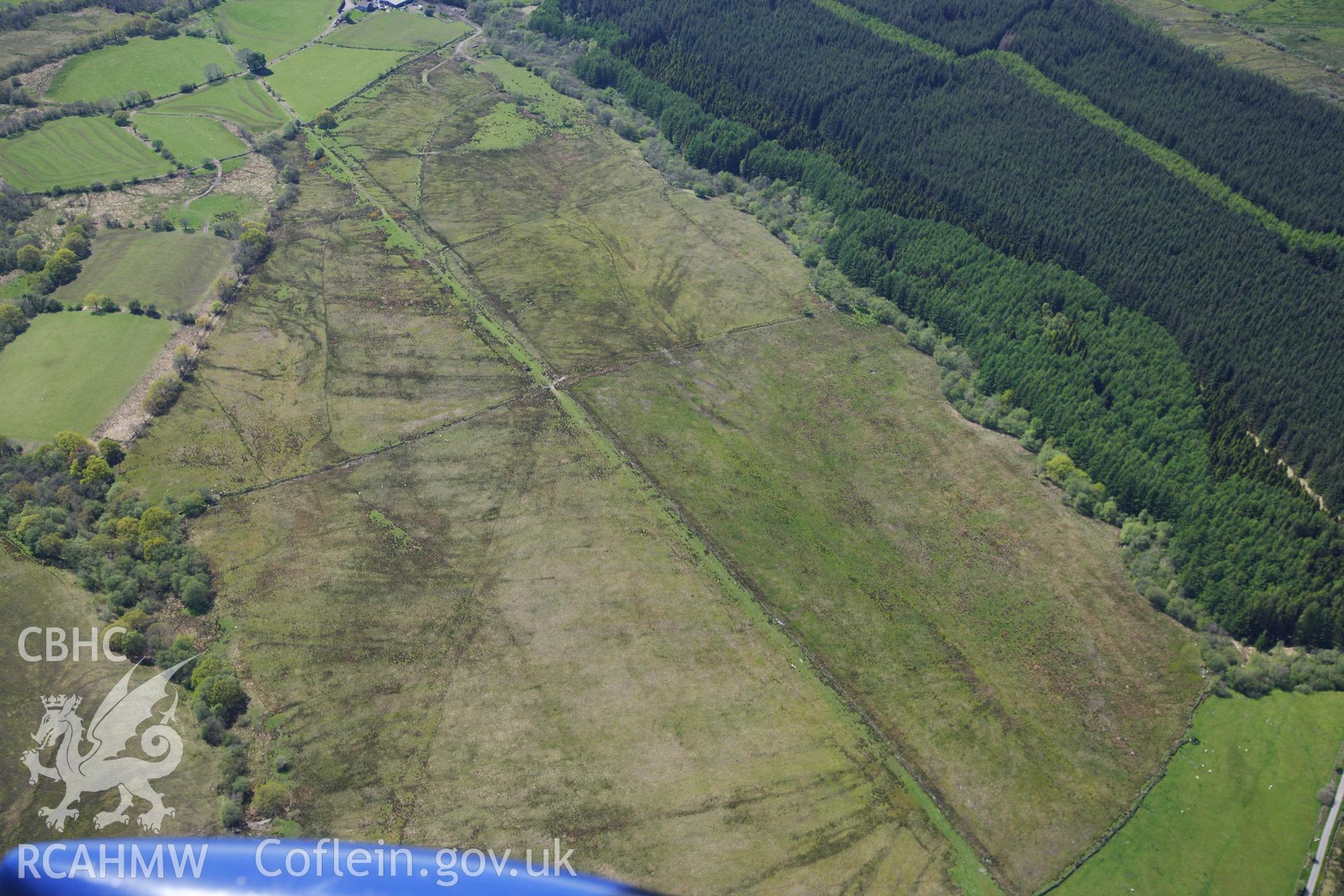 RCAHMW colour oblique photograph of Sarn Helen, section of Roman road north-east of Coelbren Roman fort. Taken by Toby Driver on 22/05/2012.