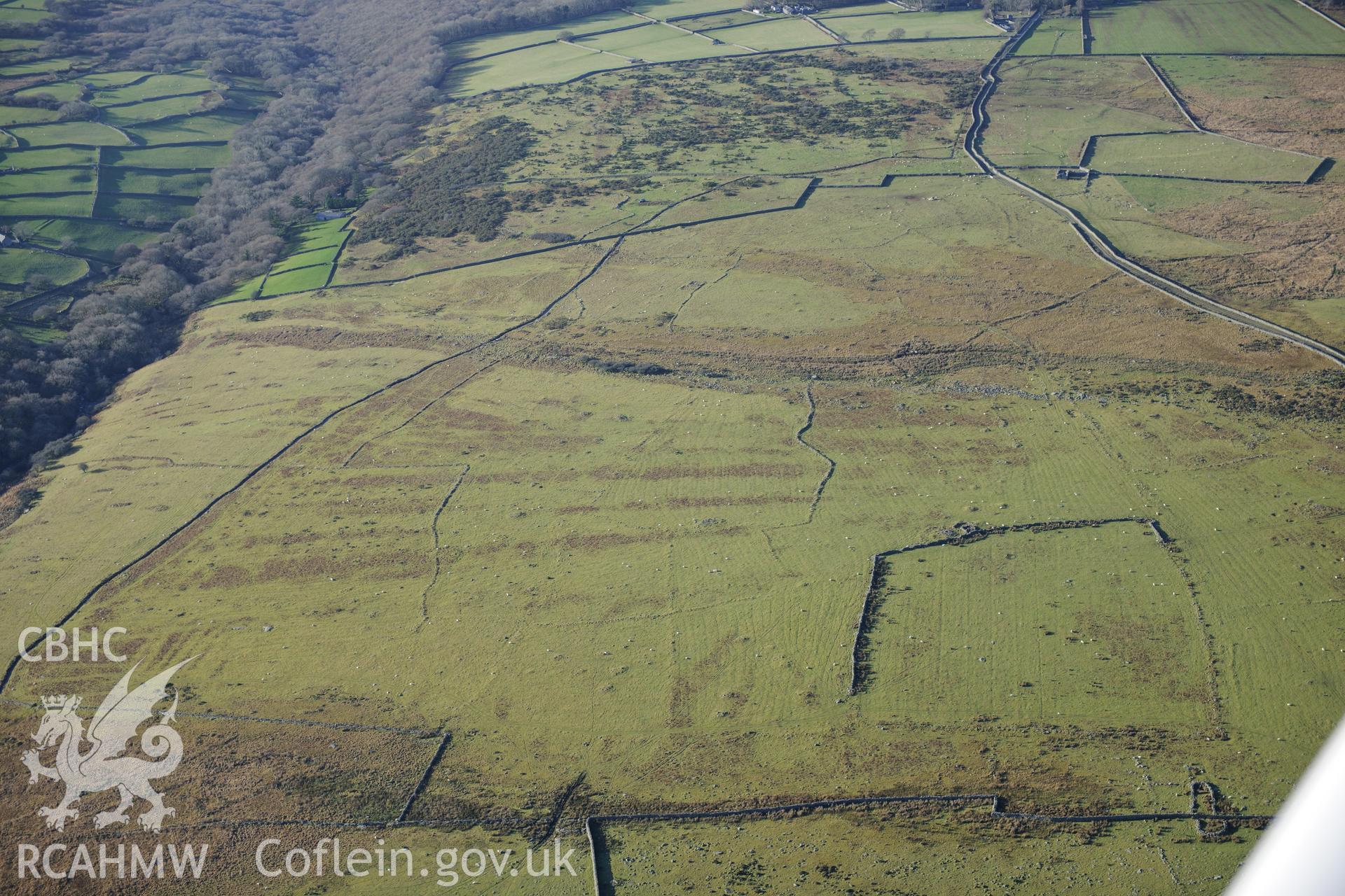 RCAHMW colour oblique photograph of Cors y Gedol field system, eastern part. Taken by Toby Driver on 10/12/2012.